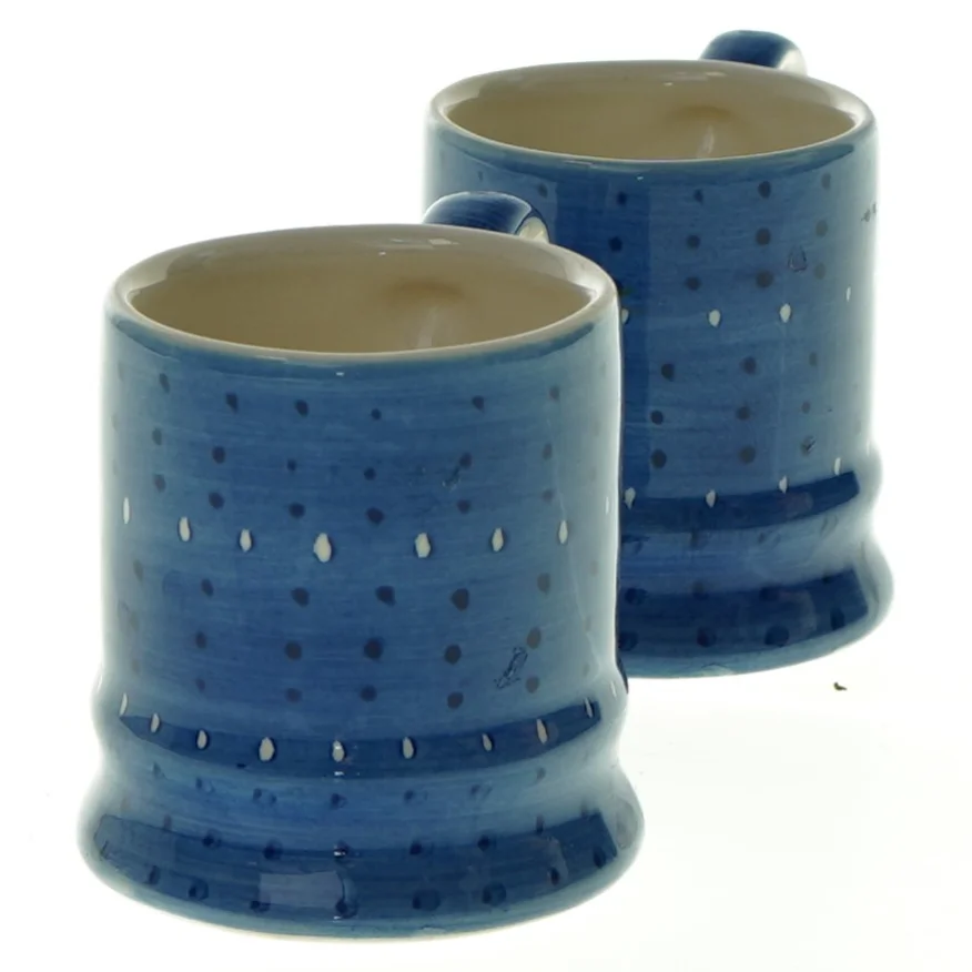 Blå keramikkrus fra Whittard (str. H. 6 cm. ø. 6 cm)