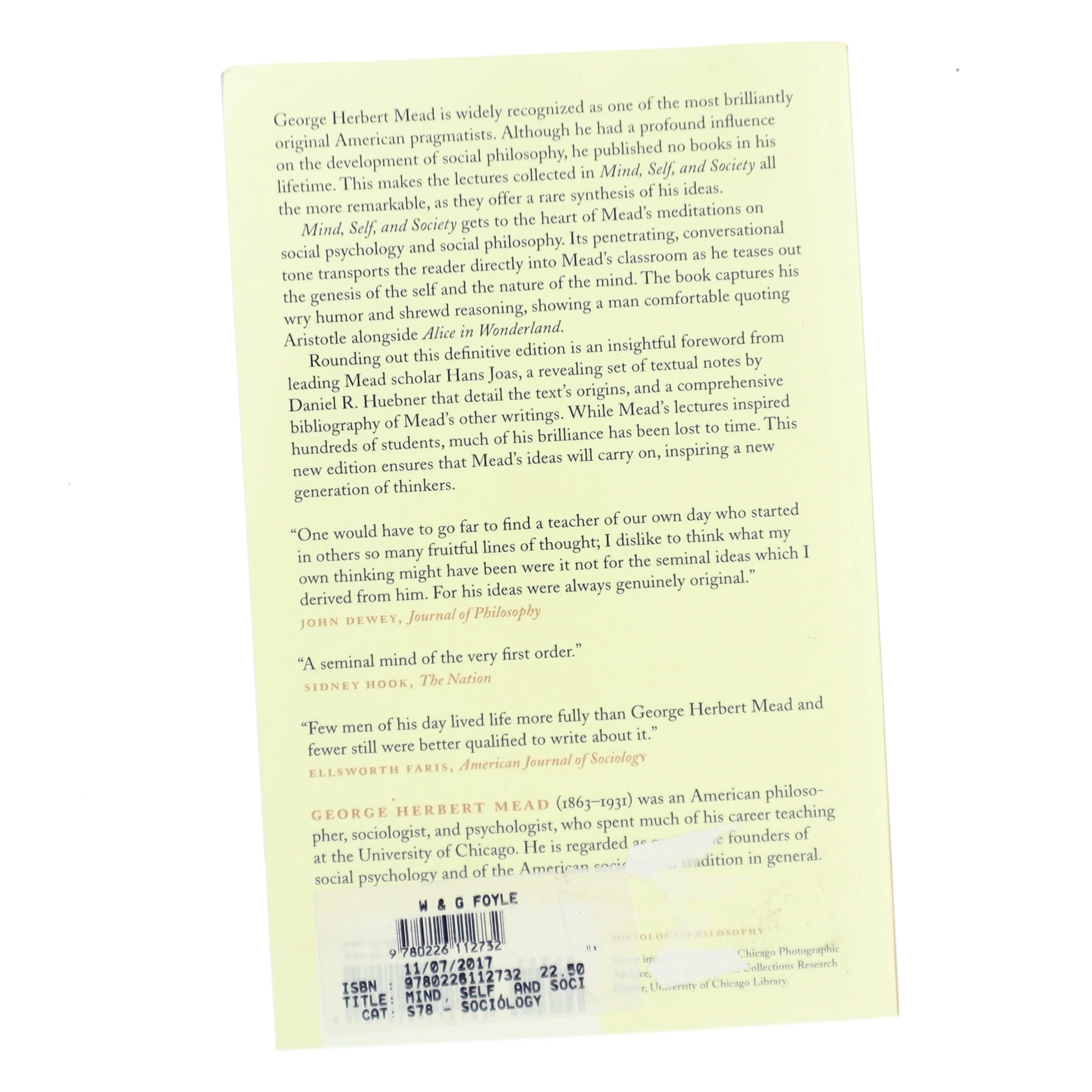 Mind, self & society af George Herbert Mead (1863-1931) (Bog)
