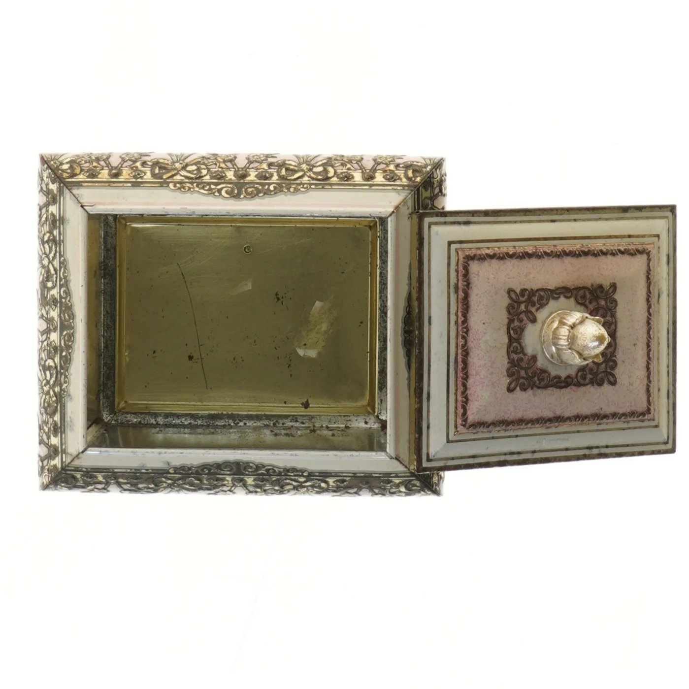 Dekorativ metalkasse med låg (str. 17x14 cm)