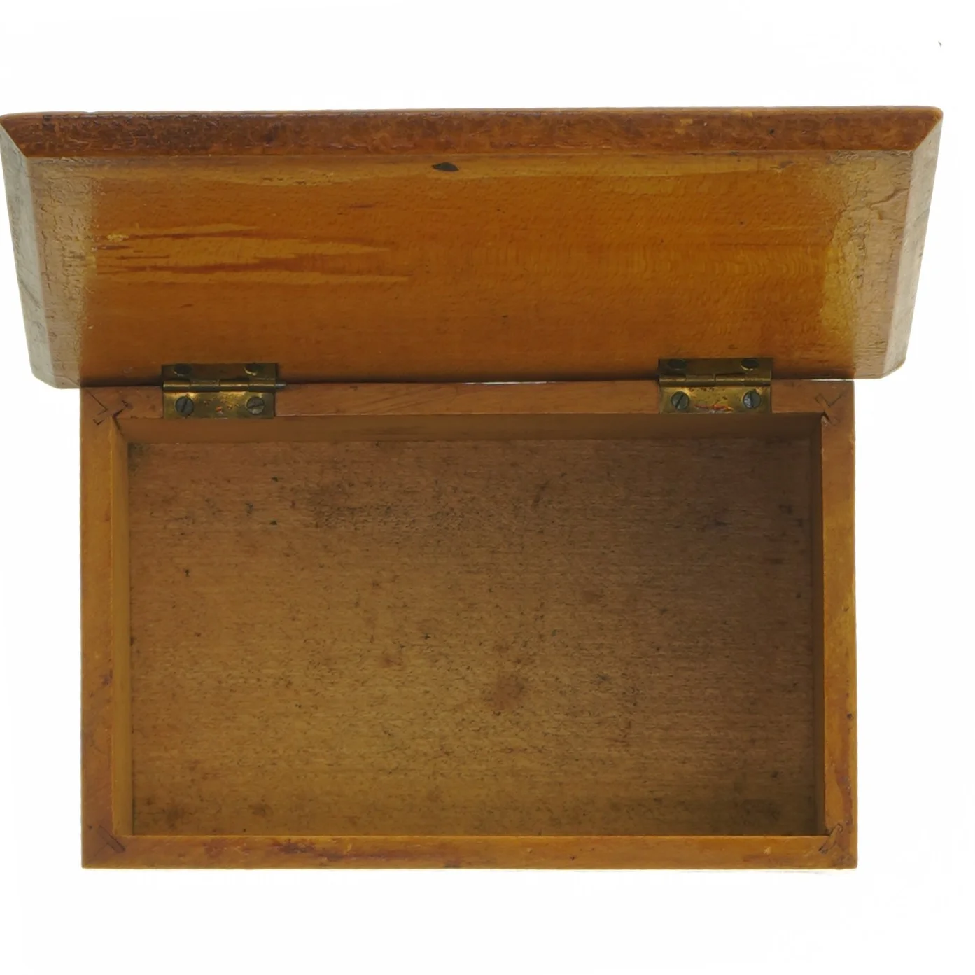 Dekoreret trækasse med skibsmaleri (str. 16x10x6 cm)