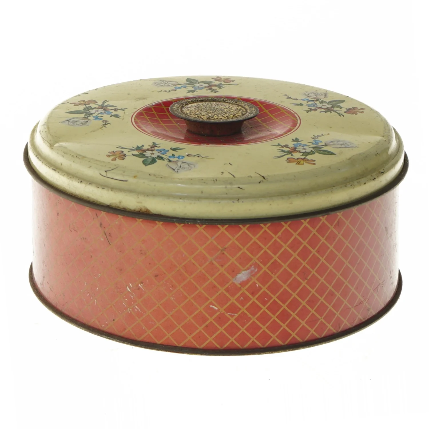 Dekorativ rund metal d&aring;se (str. &Oslash; 20 cm h&oslash;jde 9 cm)