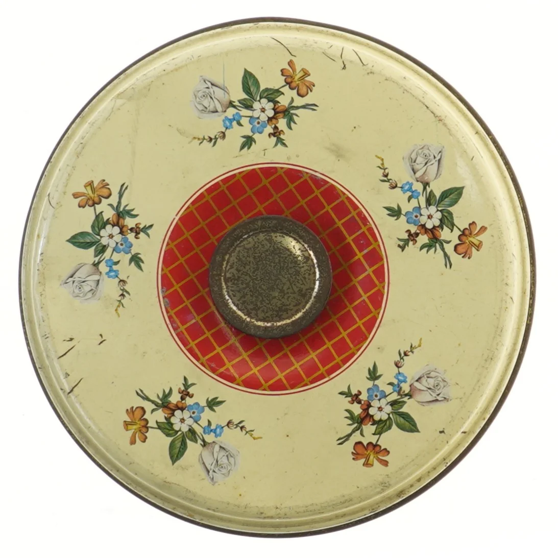 Dekorativ rund metal dåse (str. Ø 20 cm højde 9 cm)