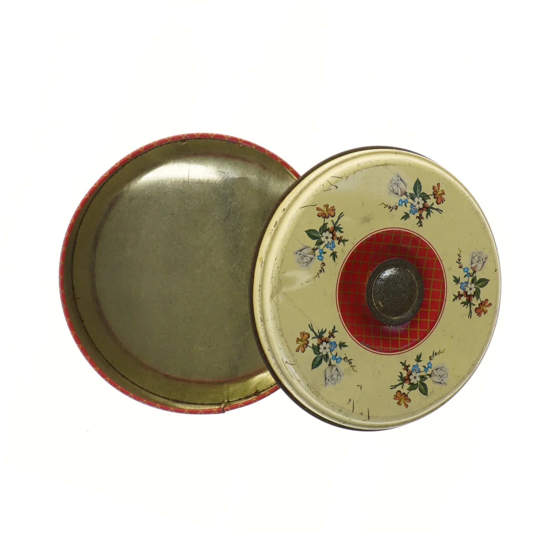 Dekorativ rund metal dåse (str. Ø 20 cm højde 9 cm)