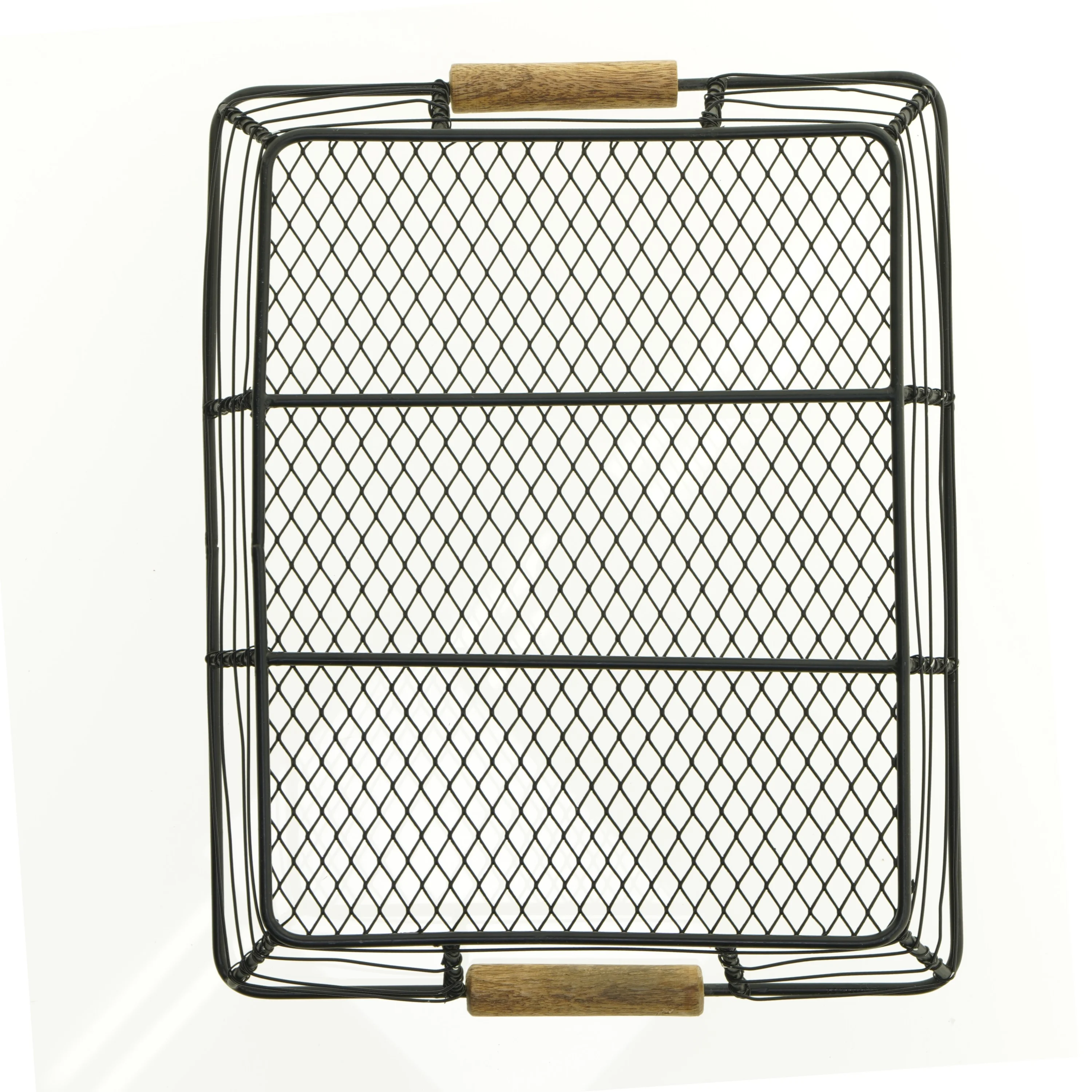 Fil de Fer Metalbakke med træ håndtag (str. 34 x 24 cm)