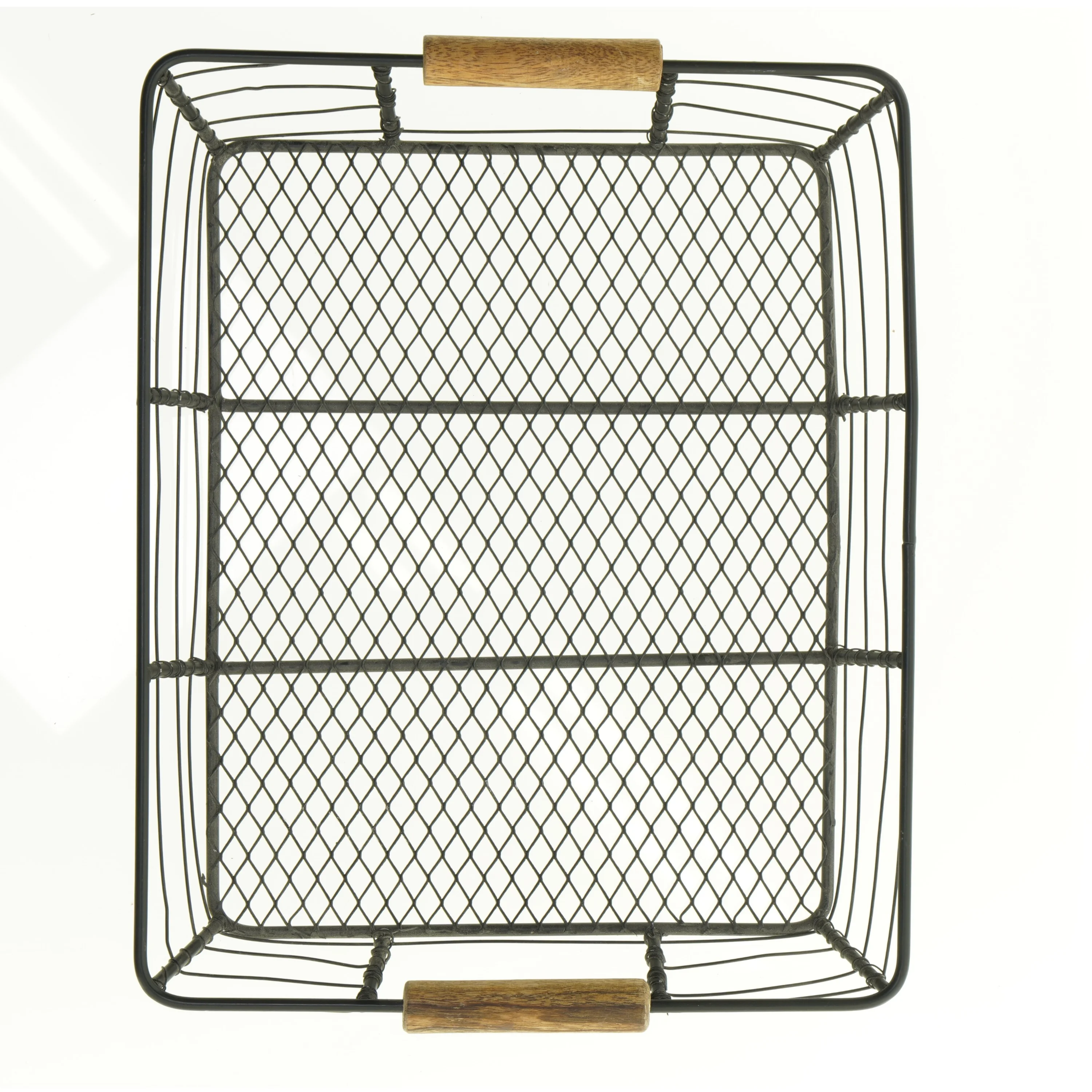 Fil de Fer Metalbakke med træ håndtag (str. 34 x 24 cm)