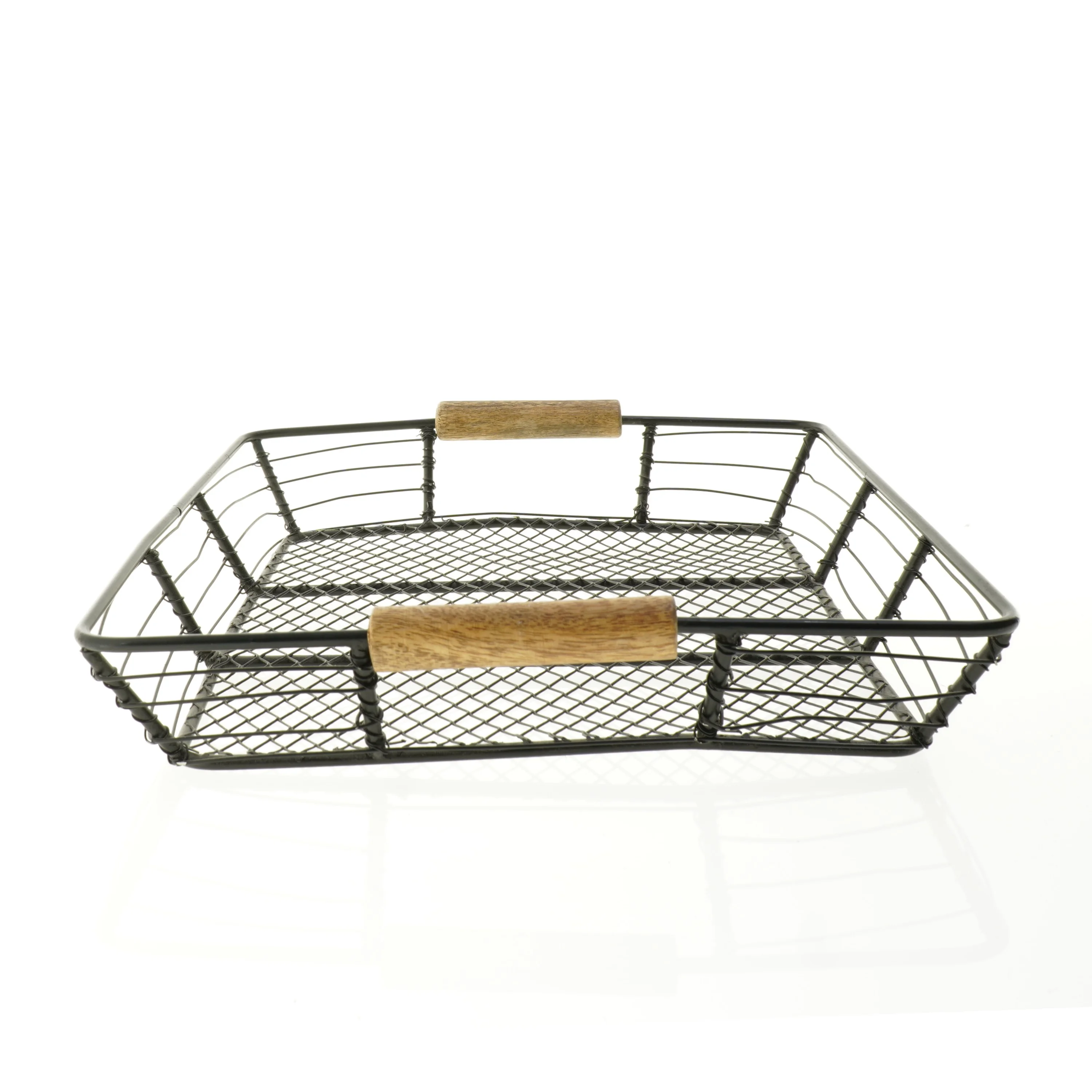 Fil de Fer Metalbakke med træ håndtag (str. 34 x 24 cm)