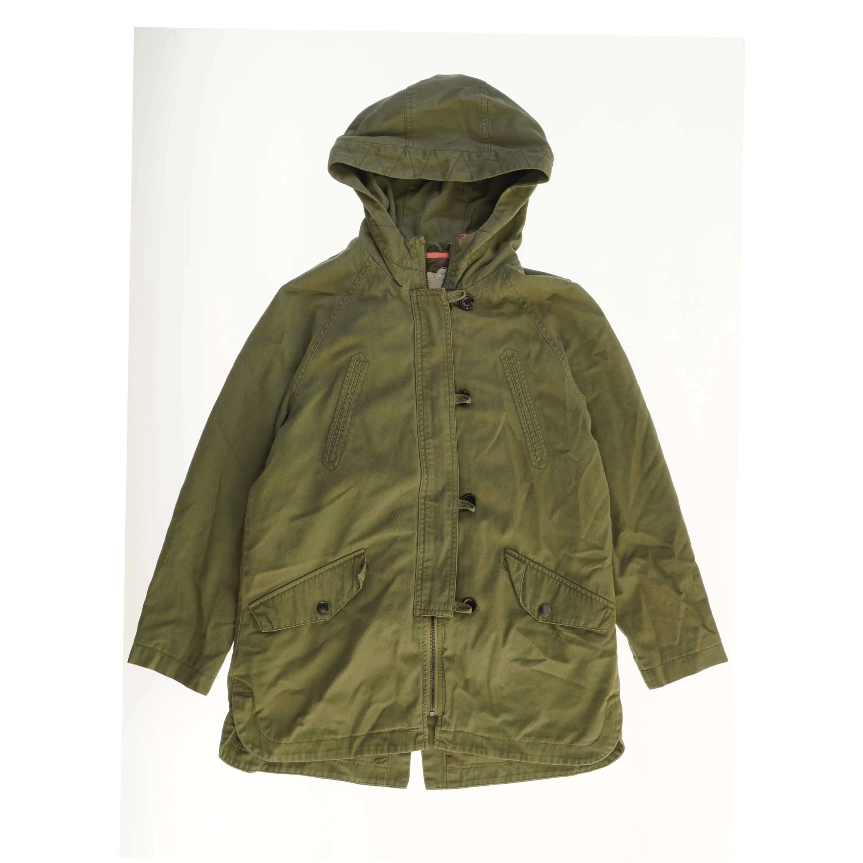 Grøn vinterjakke med hætte fra Zara (str. 164)