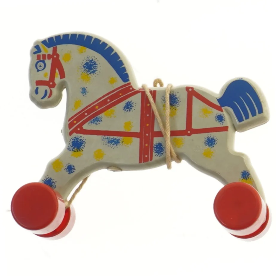 1950et Ver Hofa Træhest med snor og hjul (str. 17,5x15 cm)