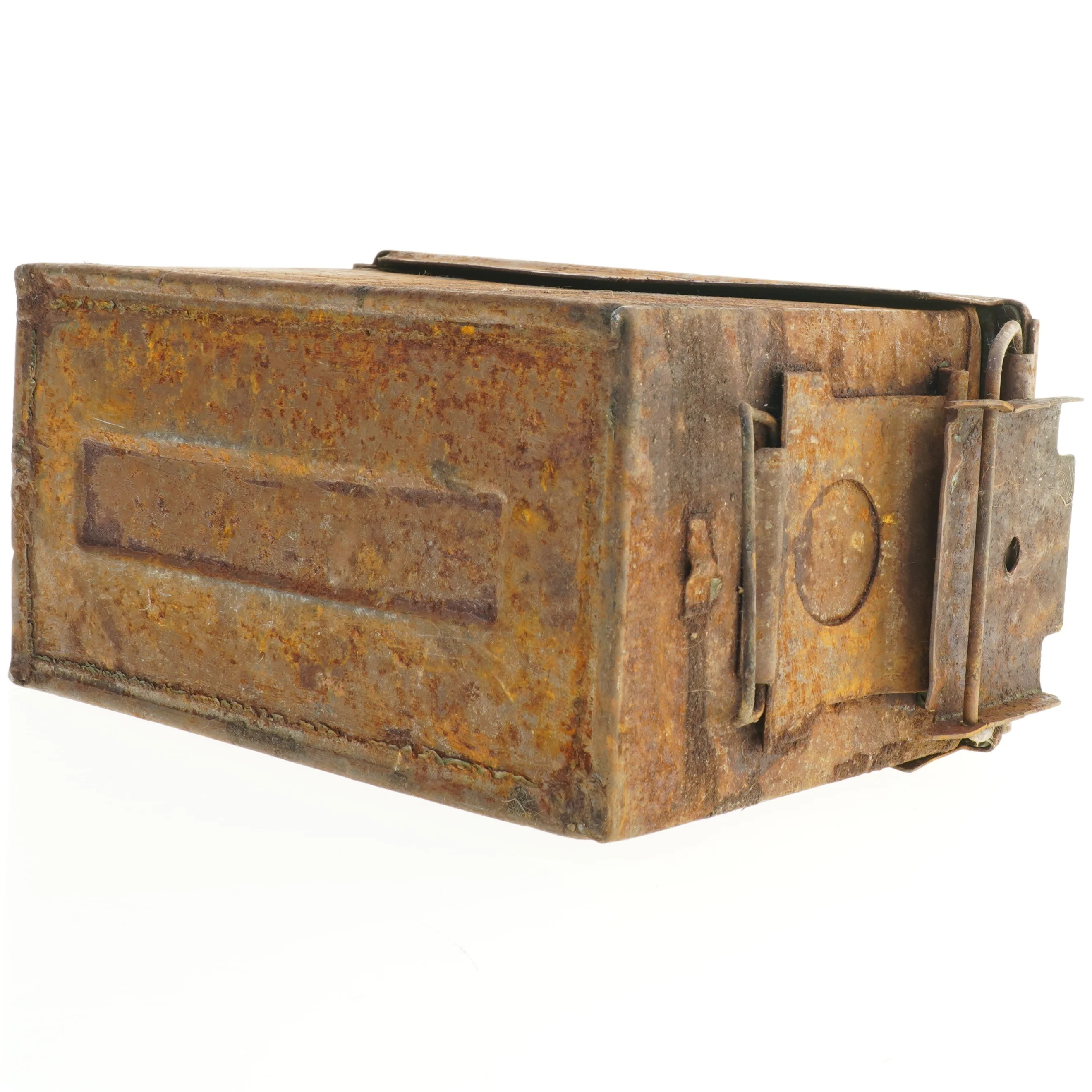 Ammunitions kasse i rust metal (str. 29 x 19 x 15 cm)