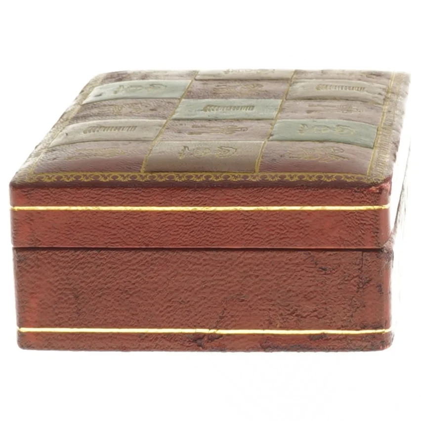 Skakbrik Træ æske med læder & guld Læder (str. 4,5x9,5x14 cm)