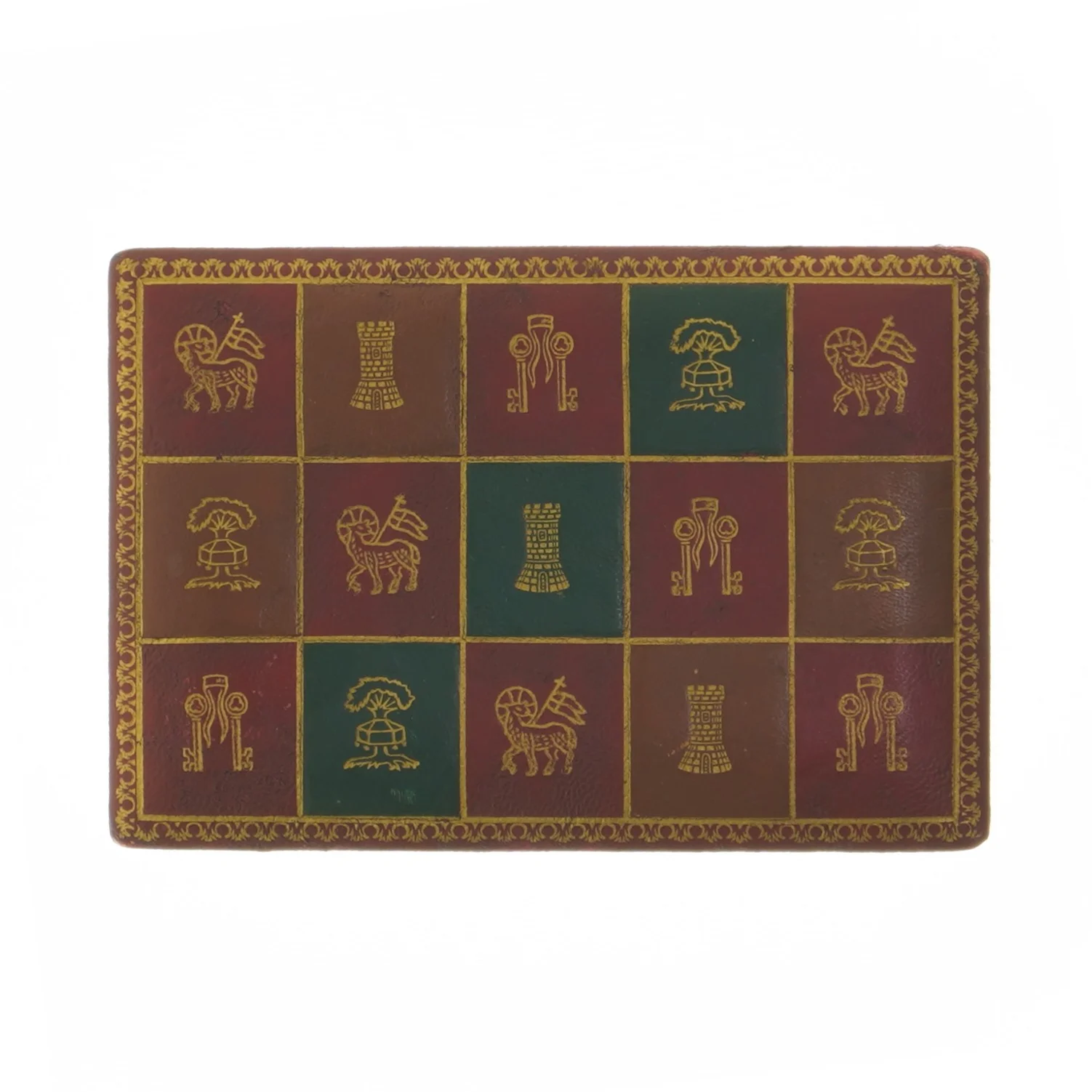 Skakbrik Træ æske med læder & guld Læder (str. 4,5x9,5x14 cm)