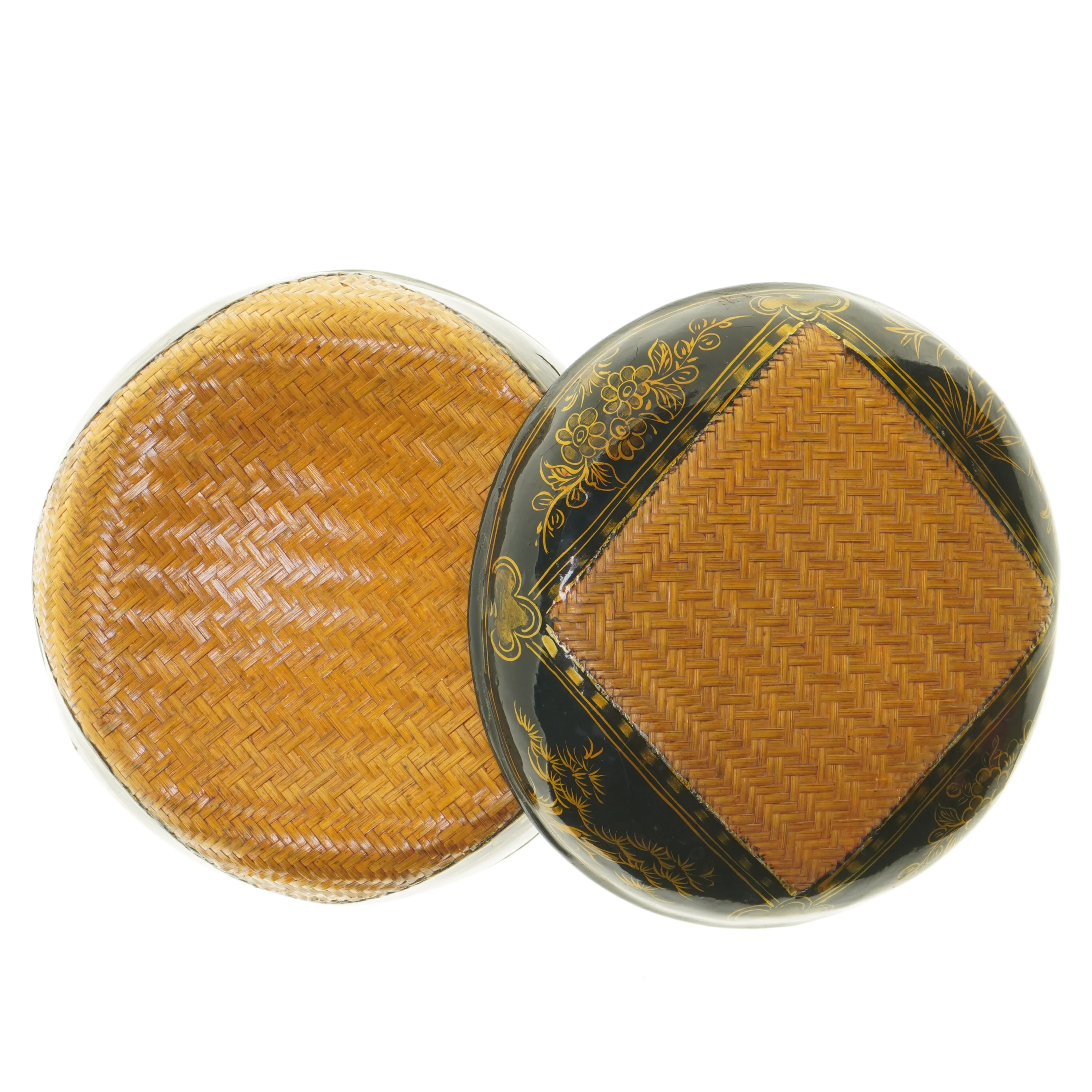 Vintage japansk lakvarekurv 1920'erne (str. Ø 22 cm)
