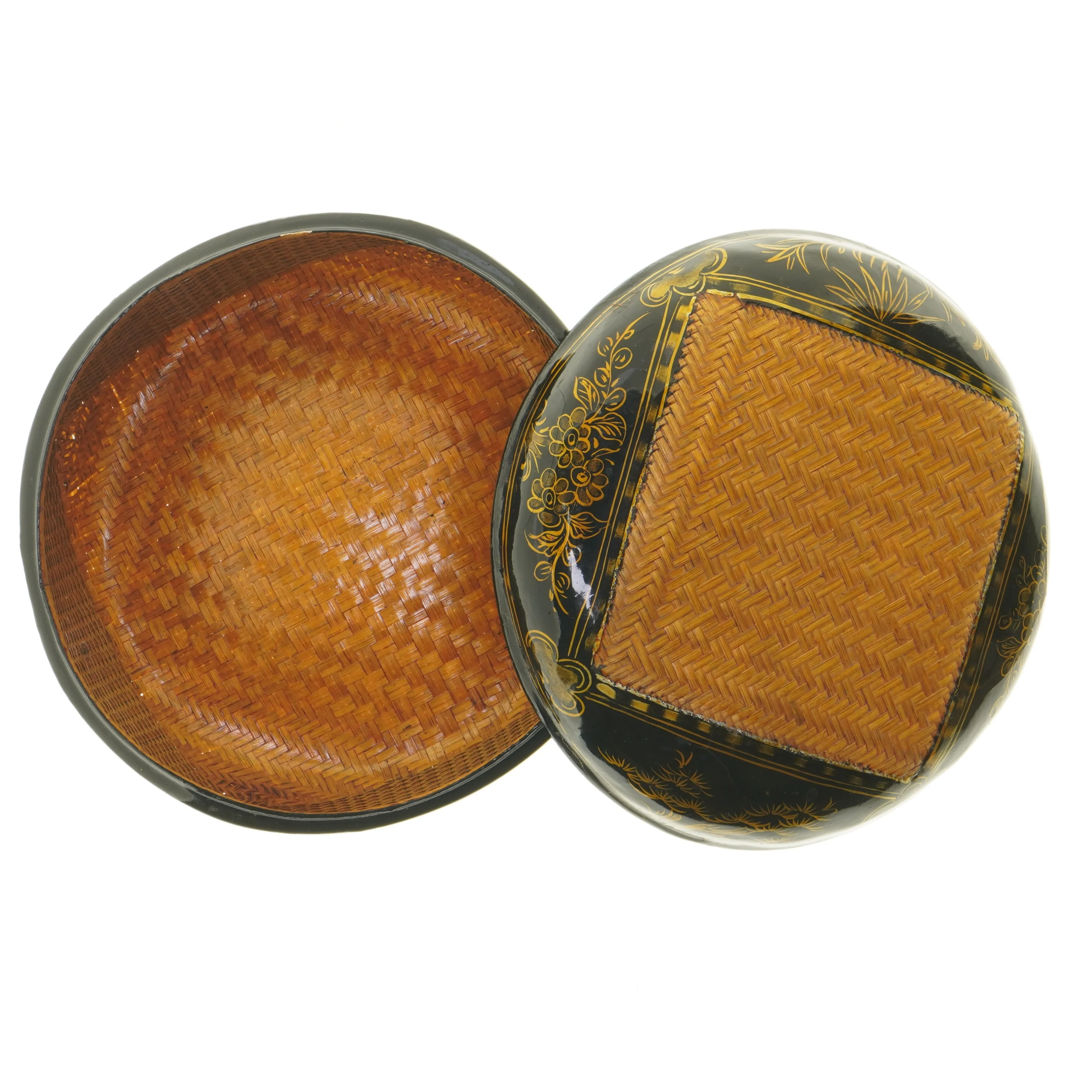 Vintage japansk lakvarekurv 1920'erne (str. Ø 22 cm)