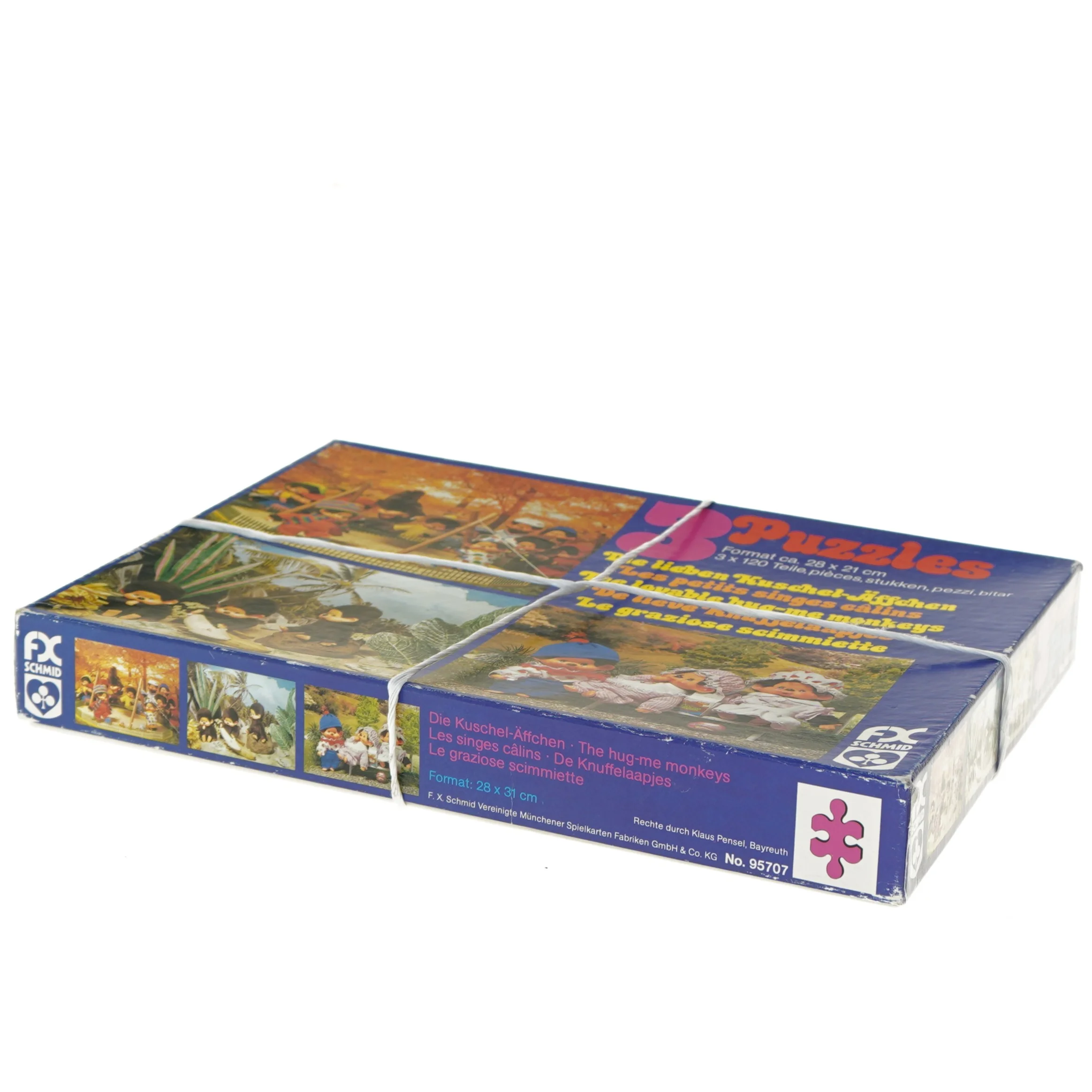 Vintage Bølle bamse Sæt med 3 puslespil (str. 28x21 cm)