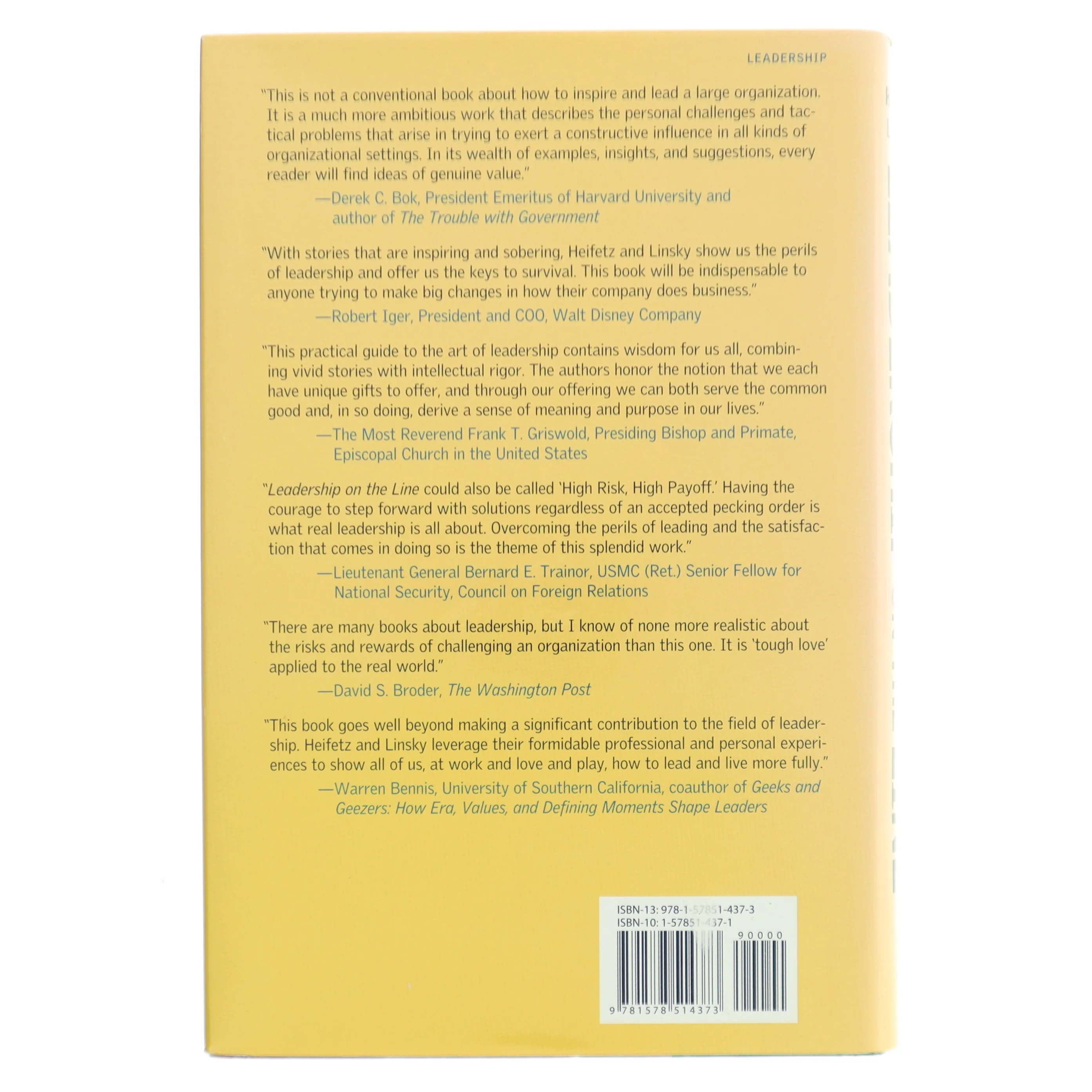 Leadership on the line : staying alive through the dangers of leading (Bog)