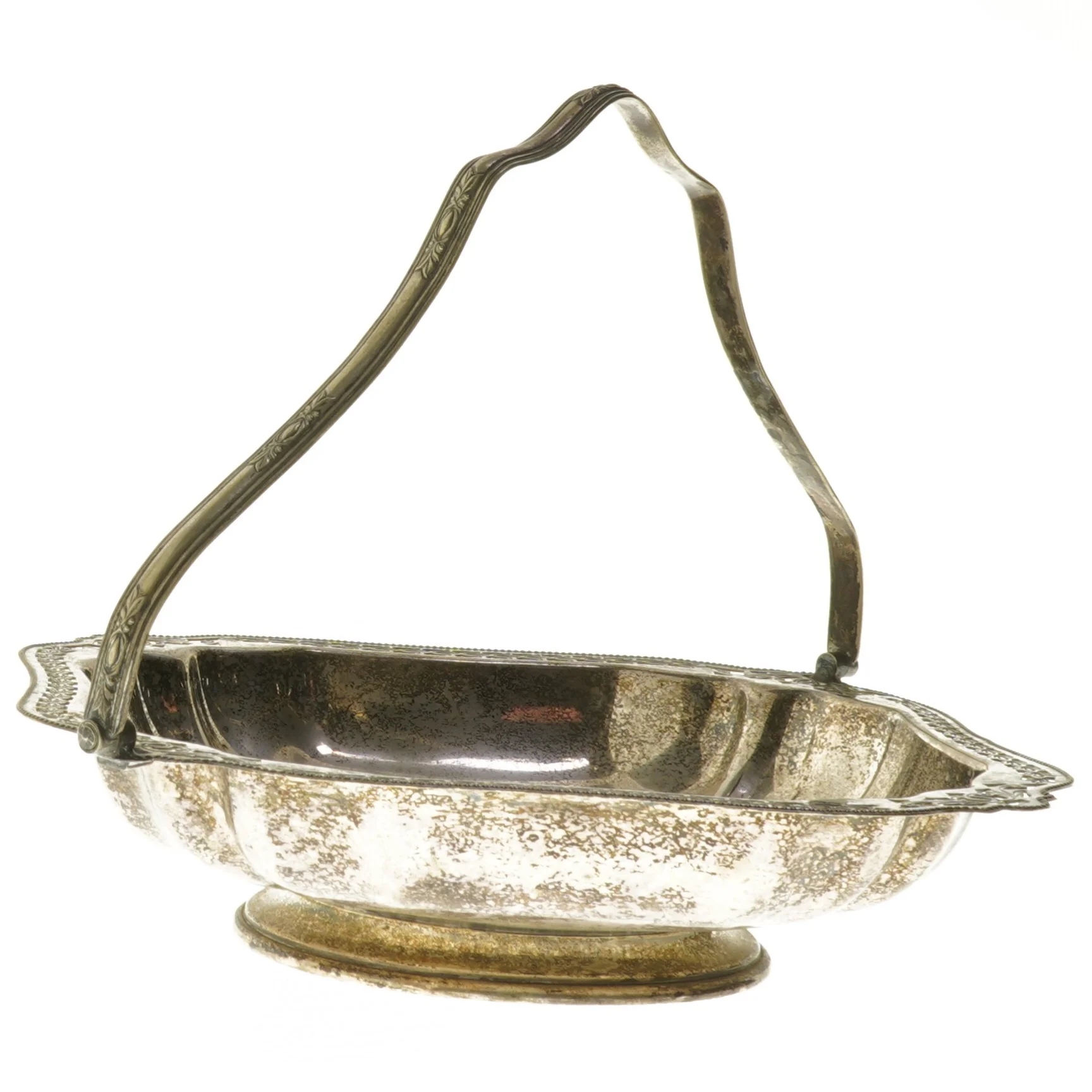 Vintage sølvfad med håndtag (str. Ø 23 cm)