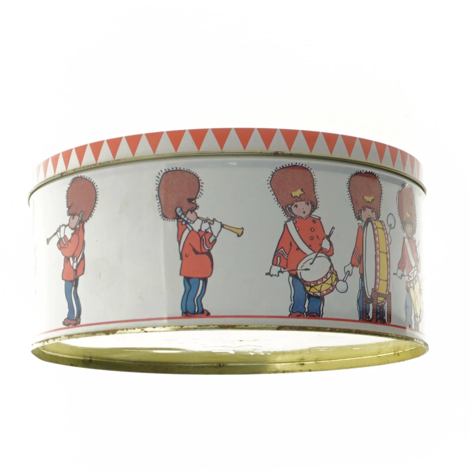 Rund dekorationsdåse med soldatmotiv (str. 20 x 9 cm)