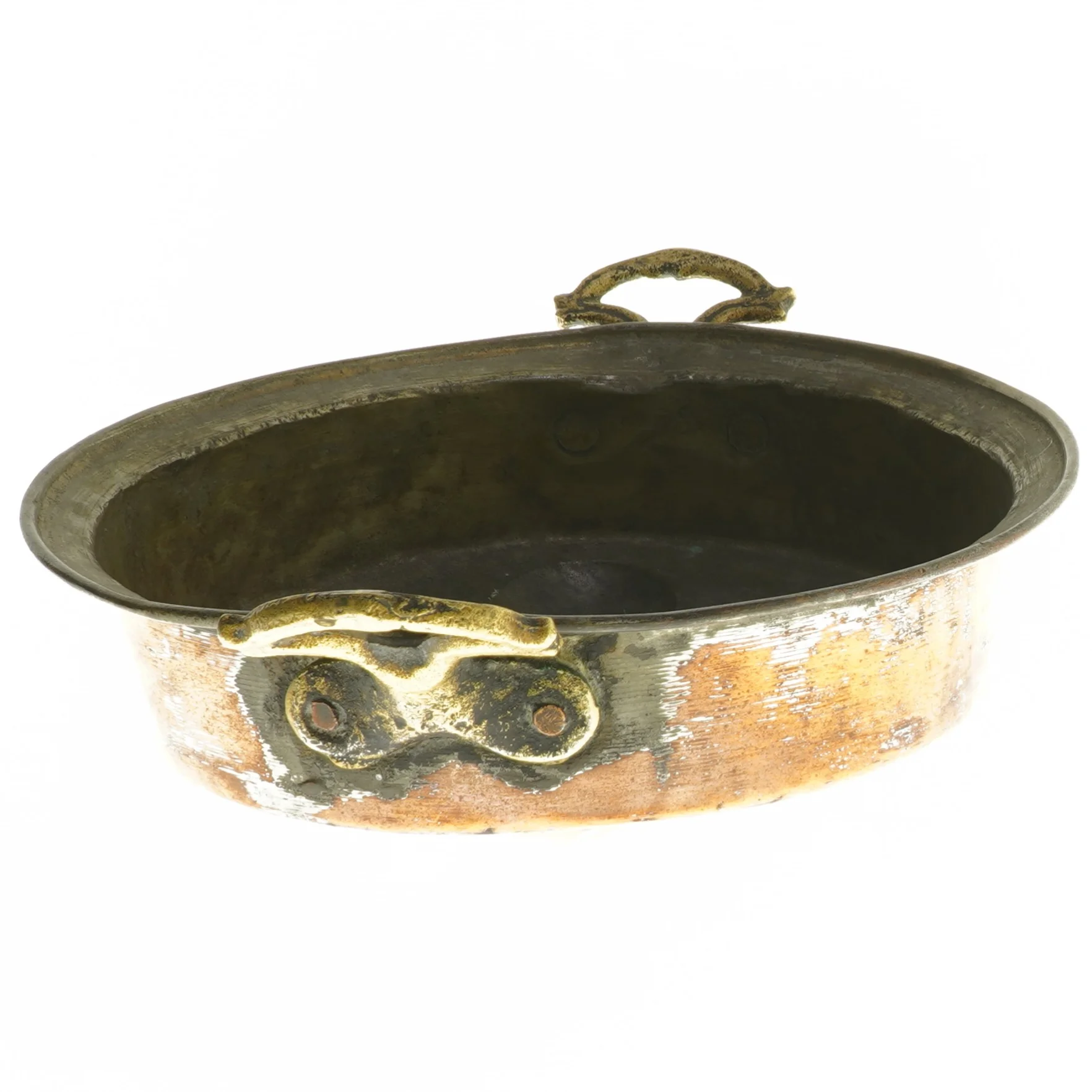 Kobberstegepande med håndtag (str. Ø 22,5 cm)