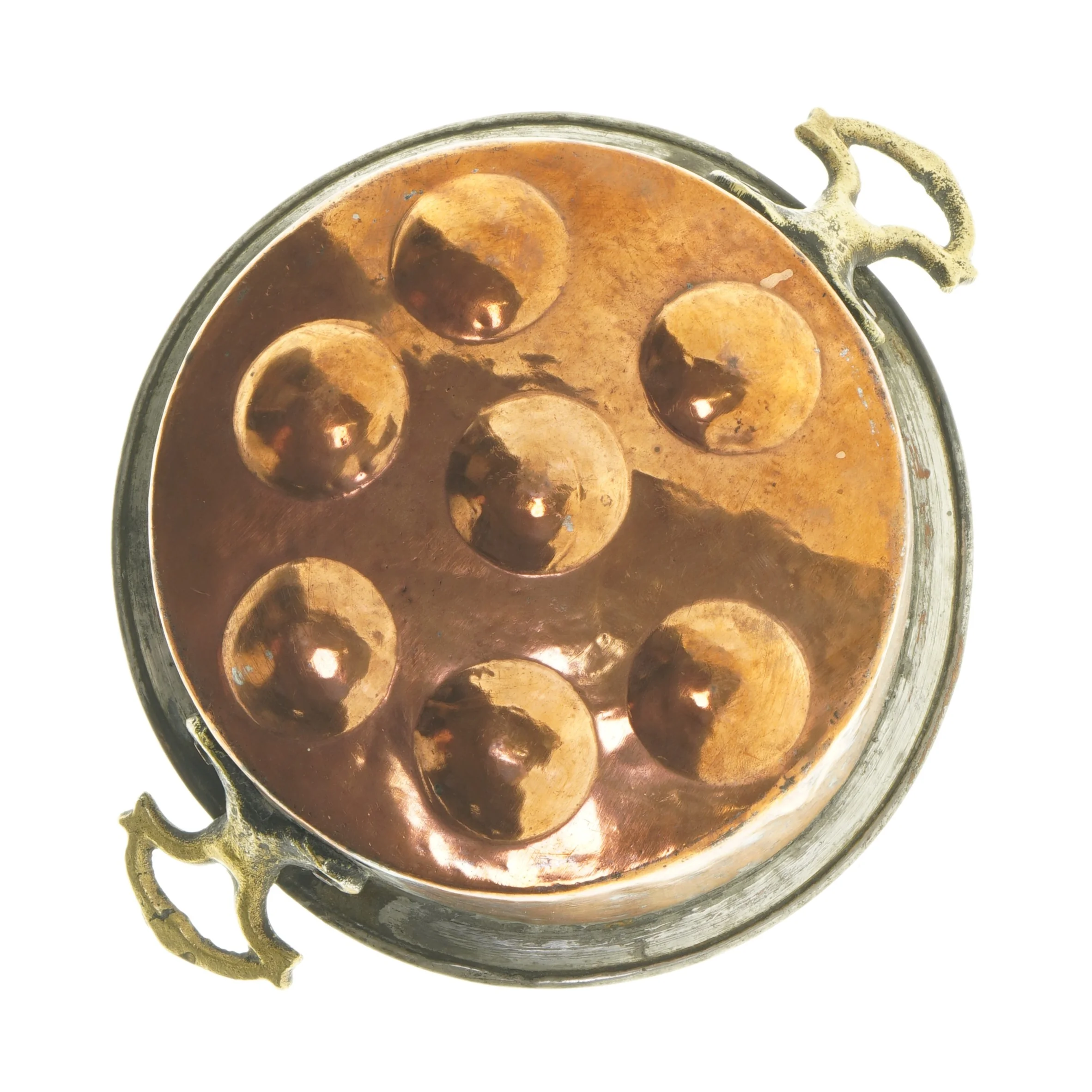 Kobberstegepande med håndtag (str. Ø 22,5 cm)