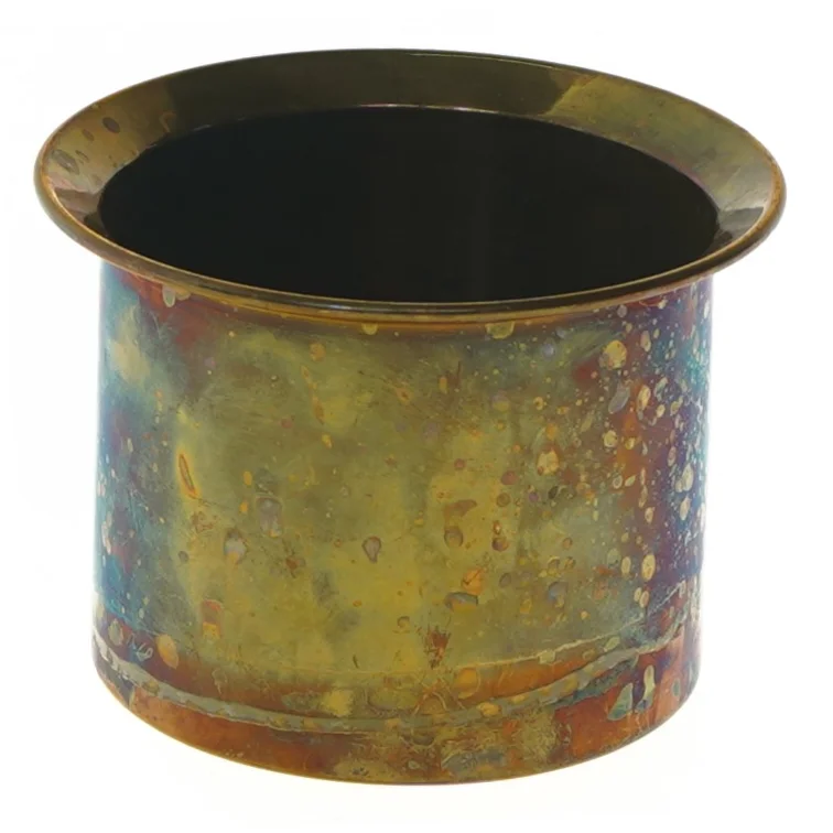 Metallisk Kobber vase med patina (str. 10,5x7,5 cm)