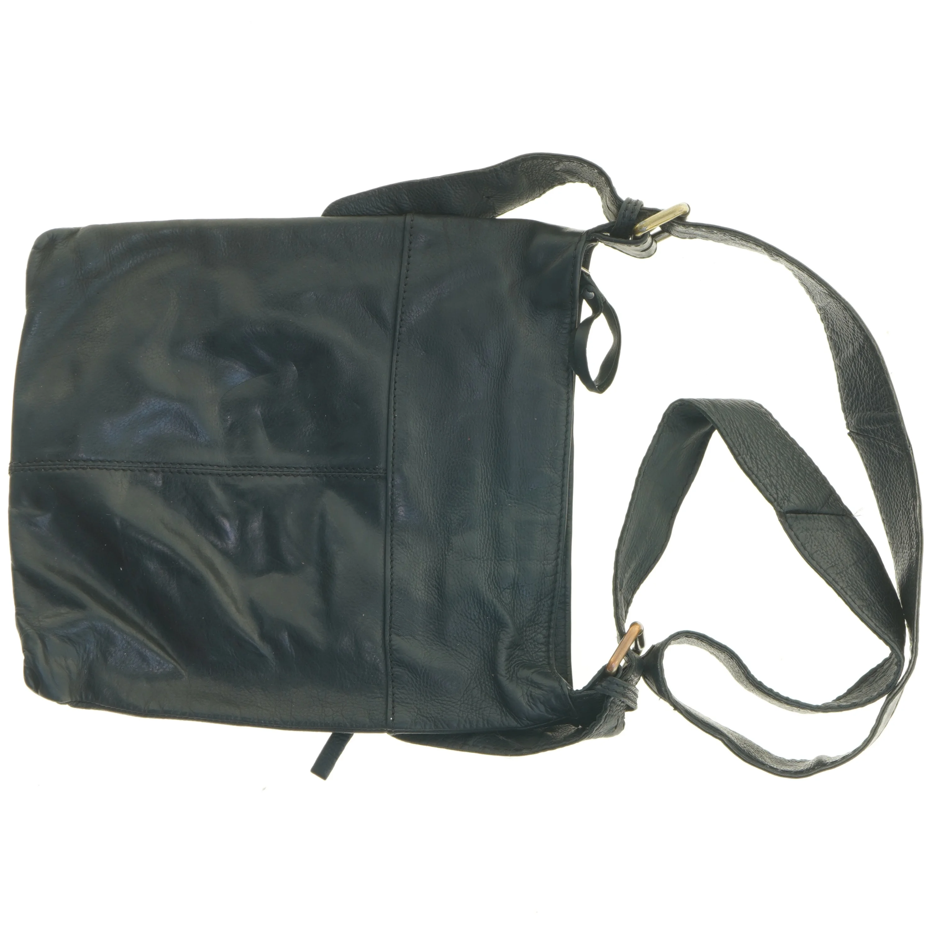 Sort Crossbody skuldertaske i læder fra Bella Moda (str. 20 x 22 cm)