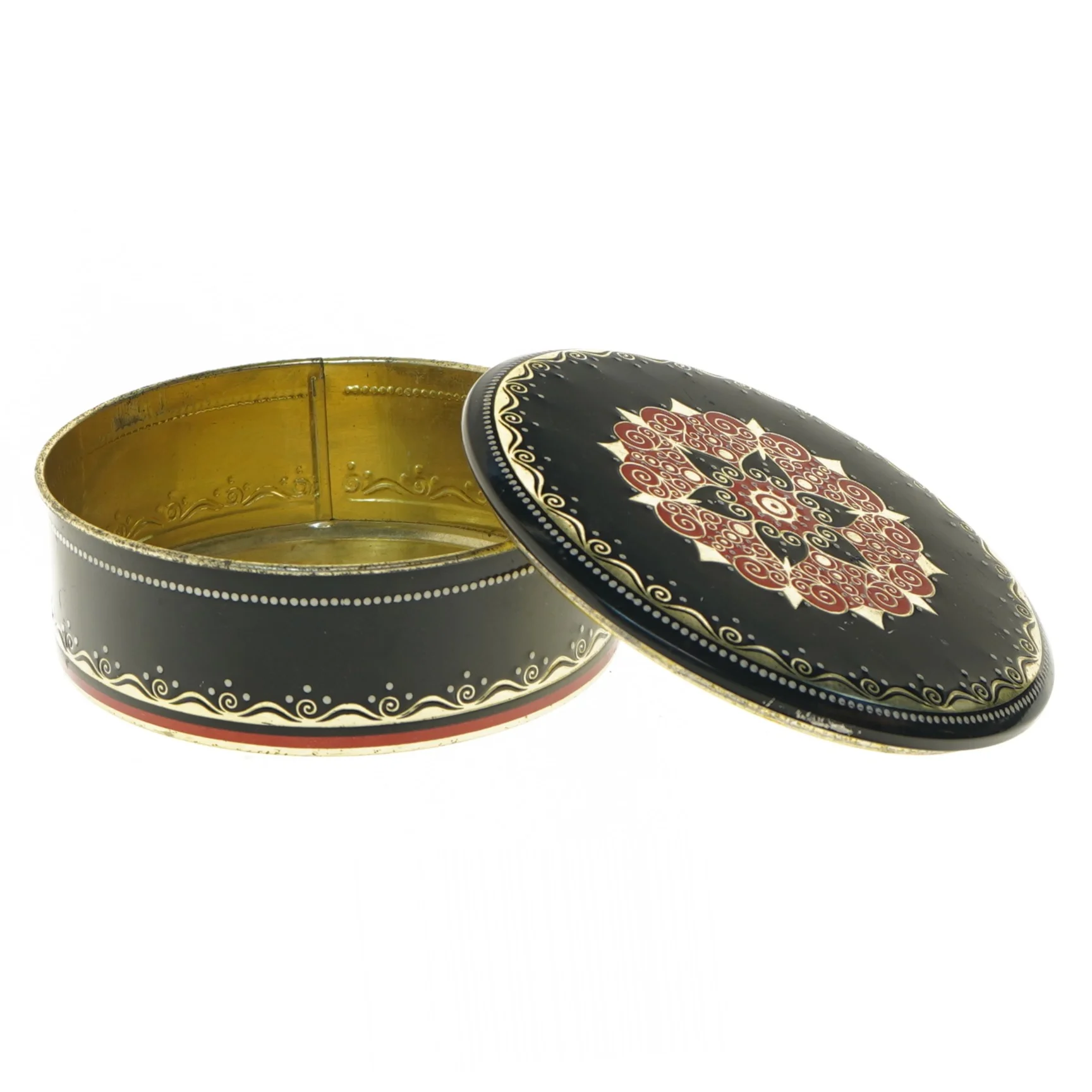 Dekorativ metal æske (str. Ø 14 cm)