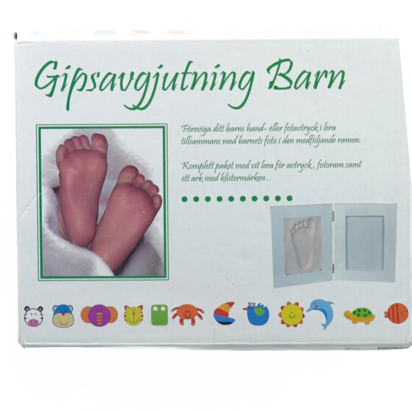 UBRUGT I ORIGINAL KASSE Gips afstøbningssæt til babys hænder og fødder fra Gildet (str. 24 x 20 cm)