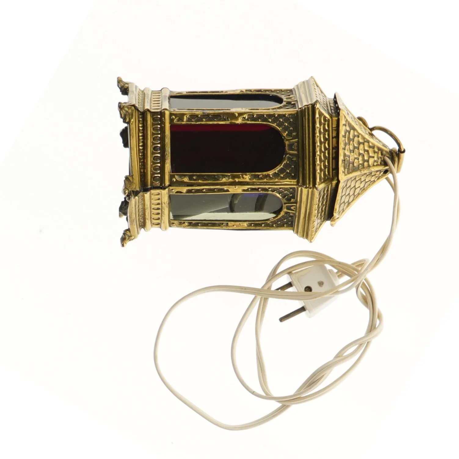 Dekorativ lanterne lampe med farvet glas (str. 18 cm)