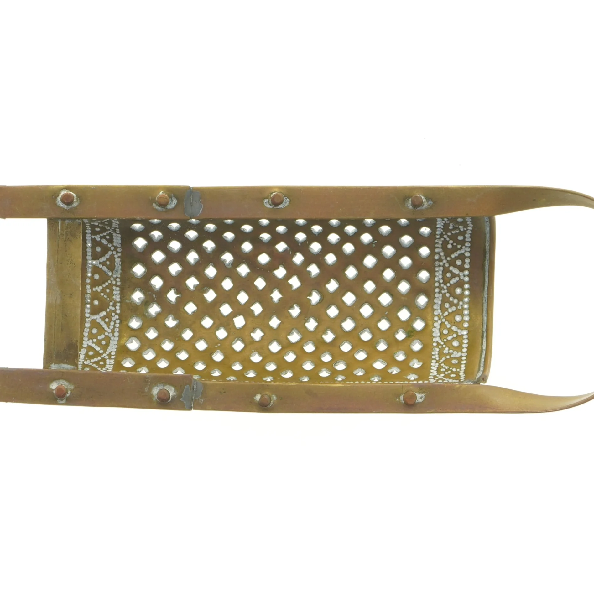 Antikt Rivejern kobber/messing (str. 29 x 10 cm)