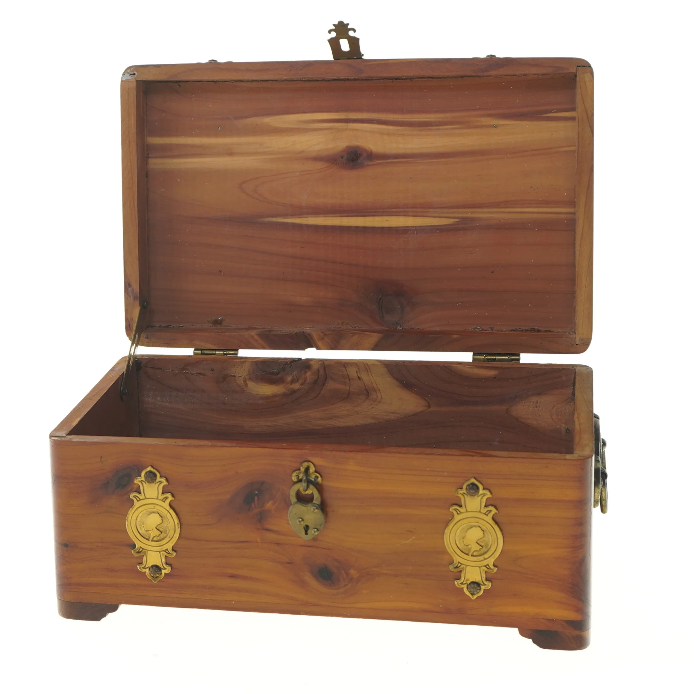 Trækasse med metalbeslag (str. 25,5x15,5 cm)