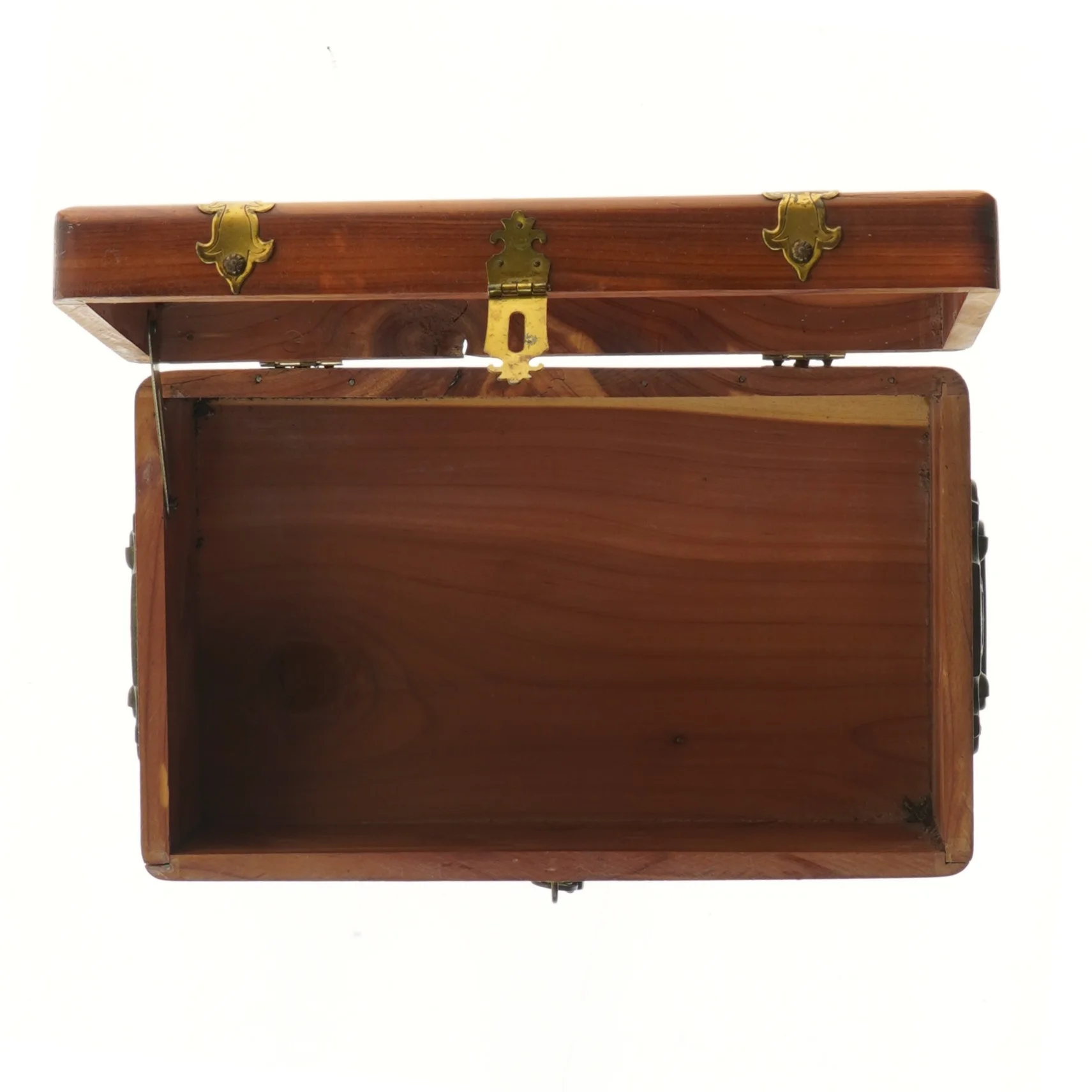 Trækasse med metalbeslag (str. 25,5x15,5 cm)