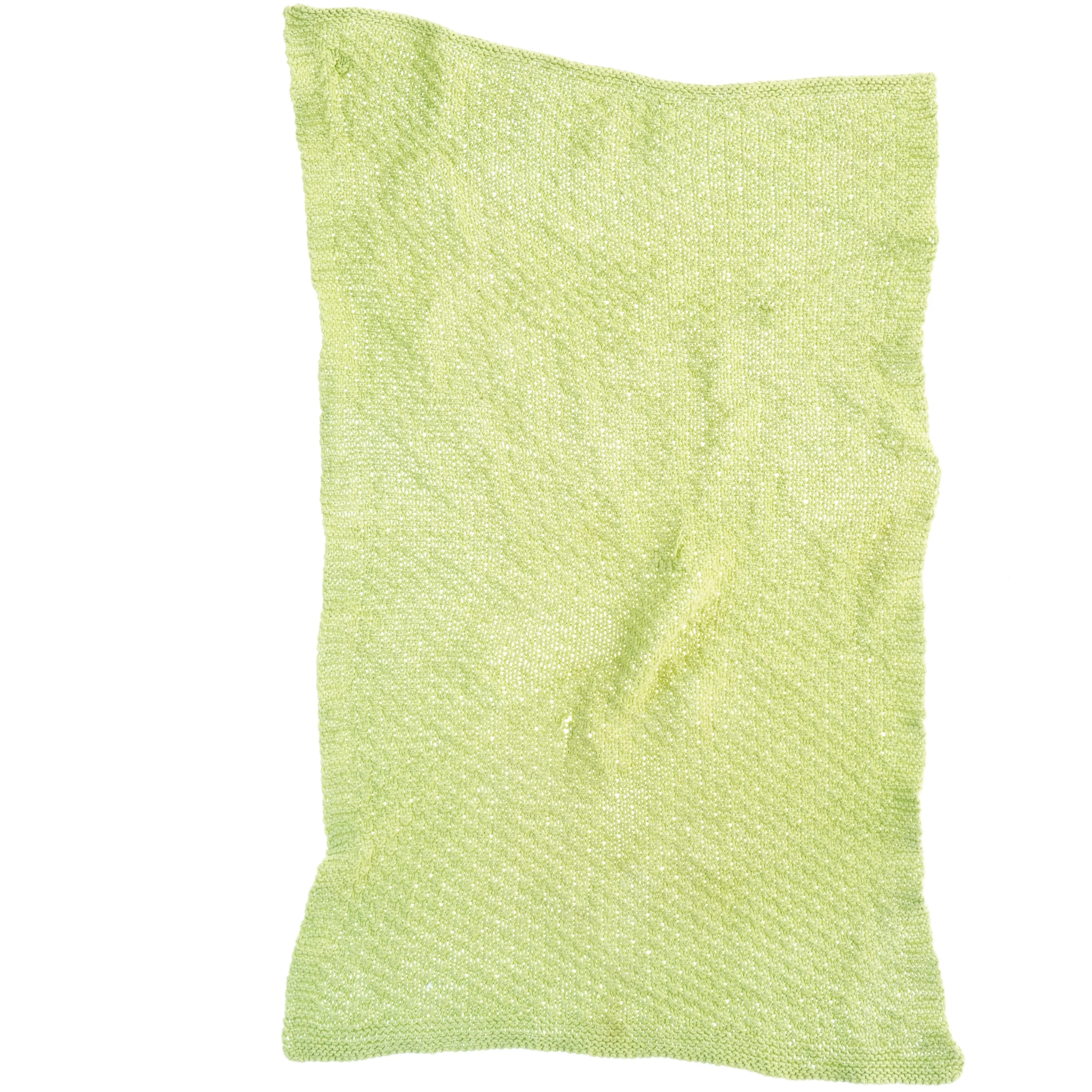 Grønt strikket tæppe (str. 64 x 36 cm)