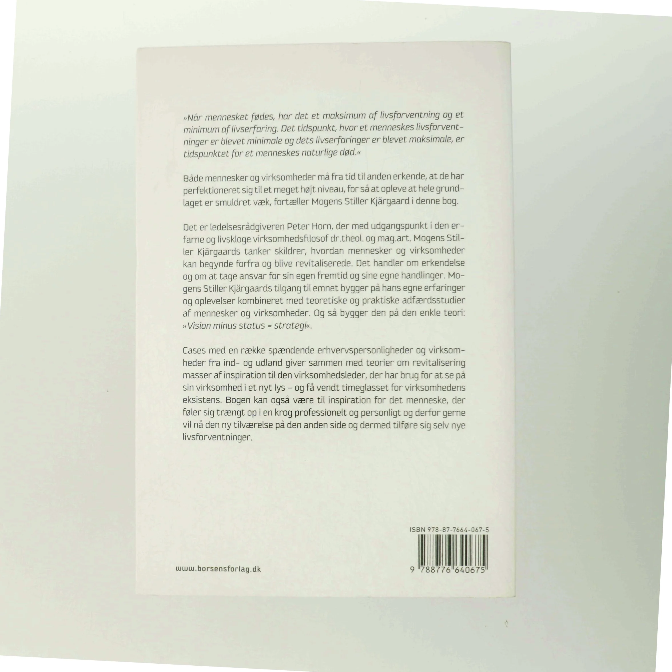Vision minus status = strategi : ledelsesfilosoffen Mogens Stiller Kjärgaards lov om revitalisering af mennesker og virksomheder (Bog)