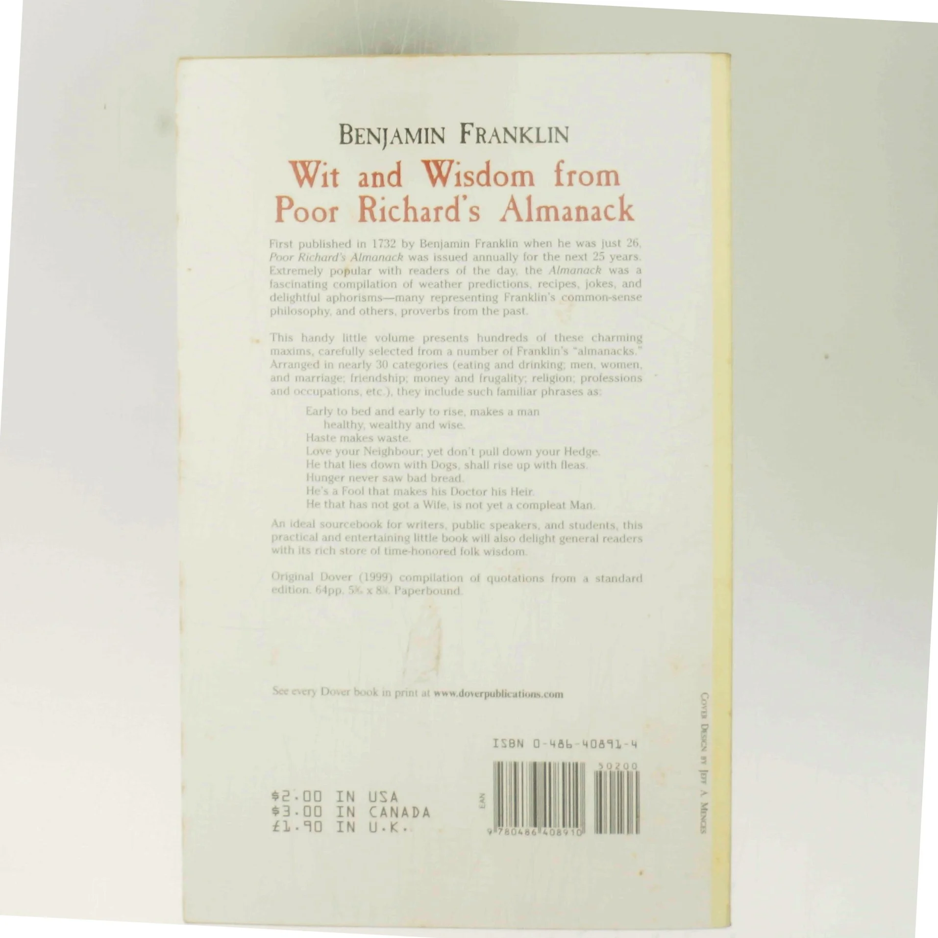 Wit and Wisdom from Poor Richard's Almanack af Benjamin Franklin (Bog)