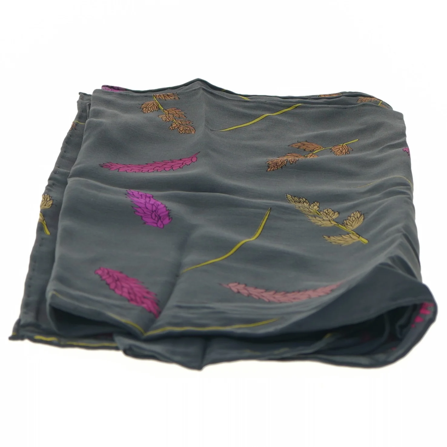 Charlotte Sparre Silke Tørklæde med bladmønster (str. 35x155 cm)