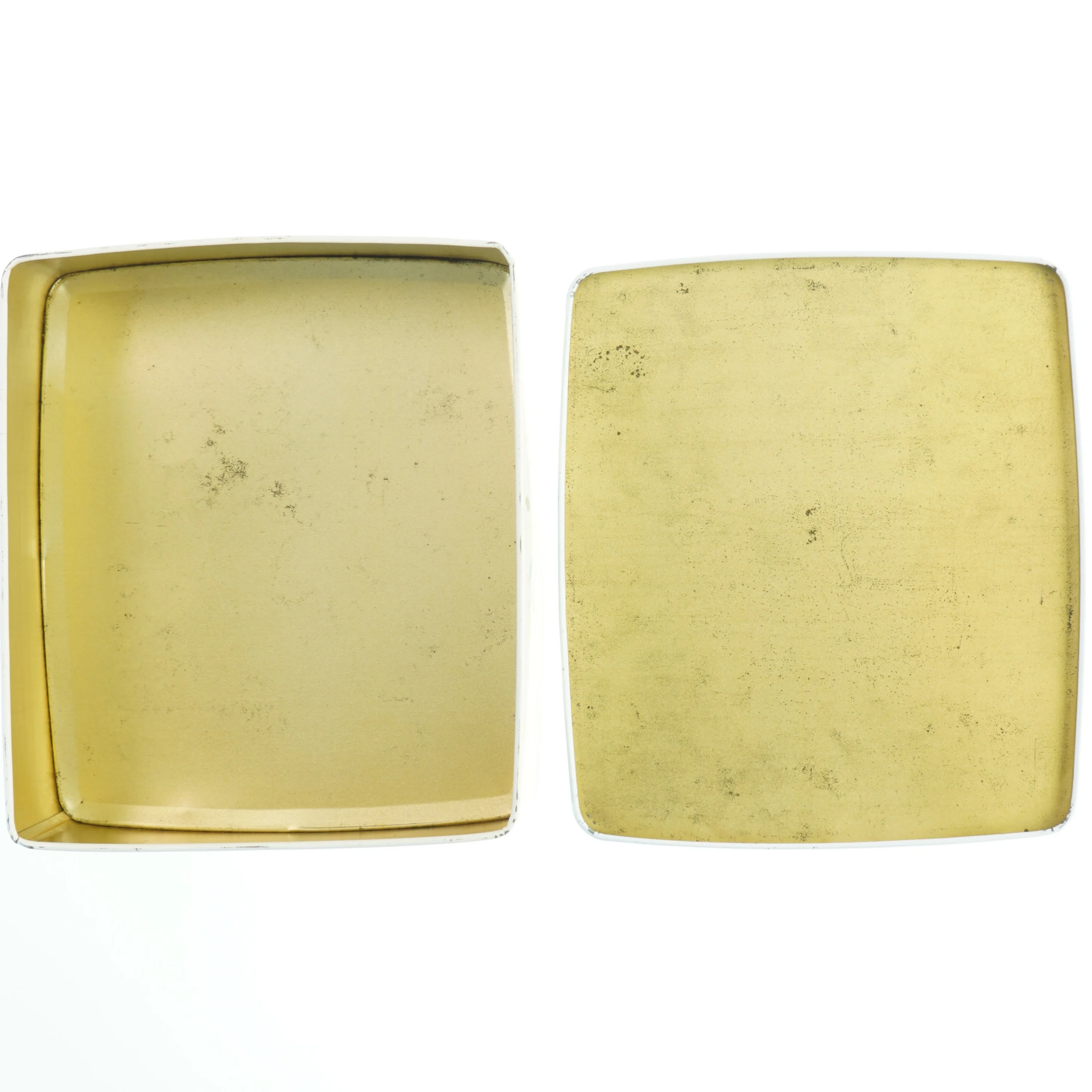 Vintage Rektangulær metalæske med blomsterdesign (str. 24,5 x 21,5 cm)