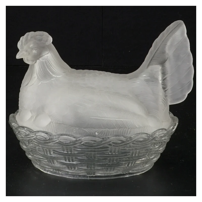 Glasfad formet som høne (str. 16 x 11 cm)
