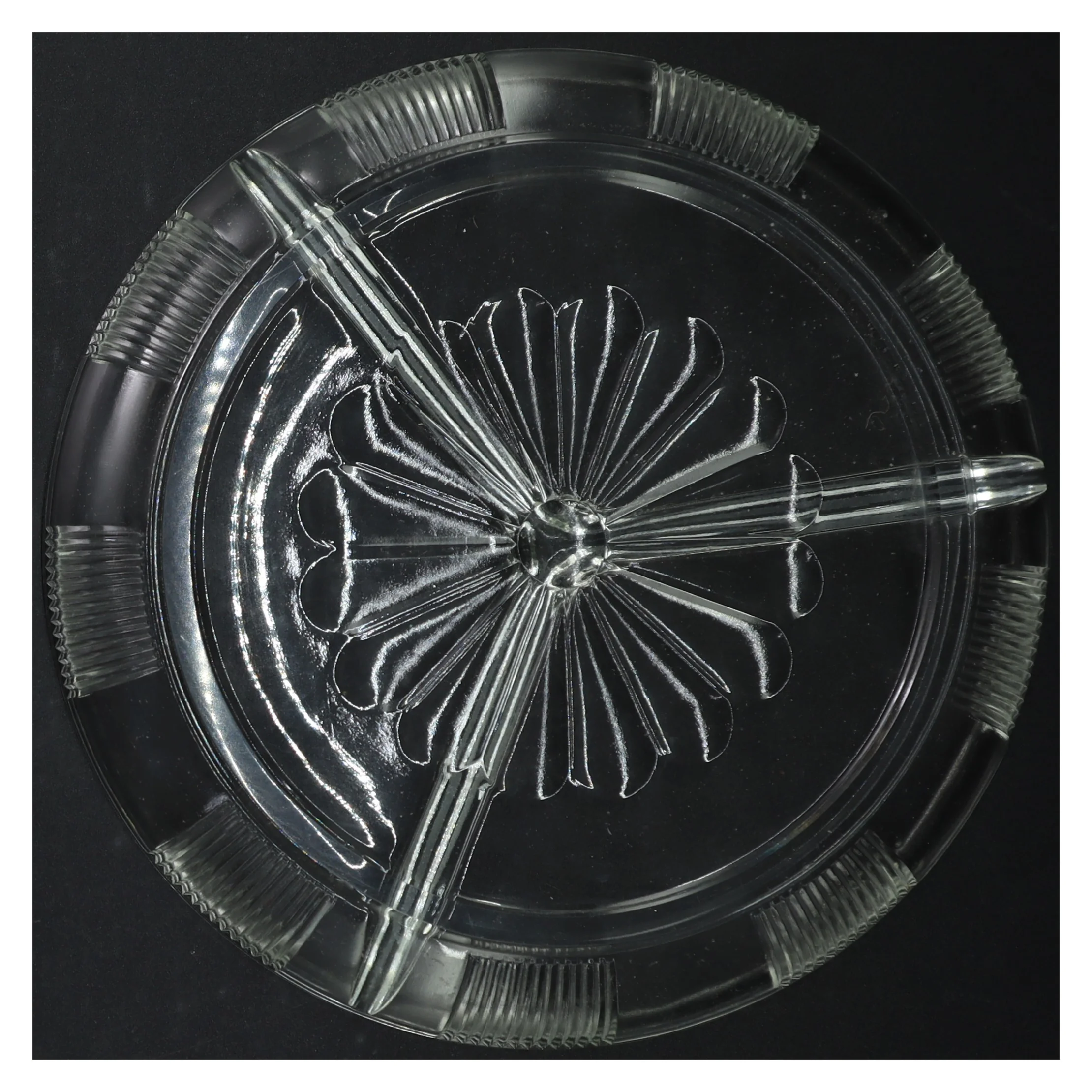 Antikt Tredelt Glas Serveringsfad 