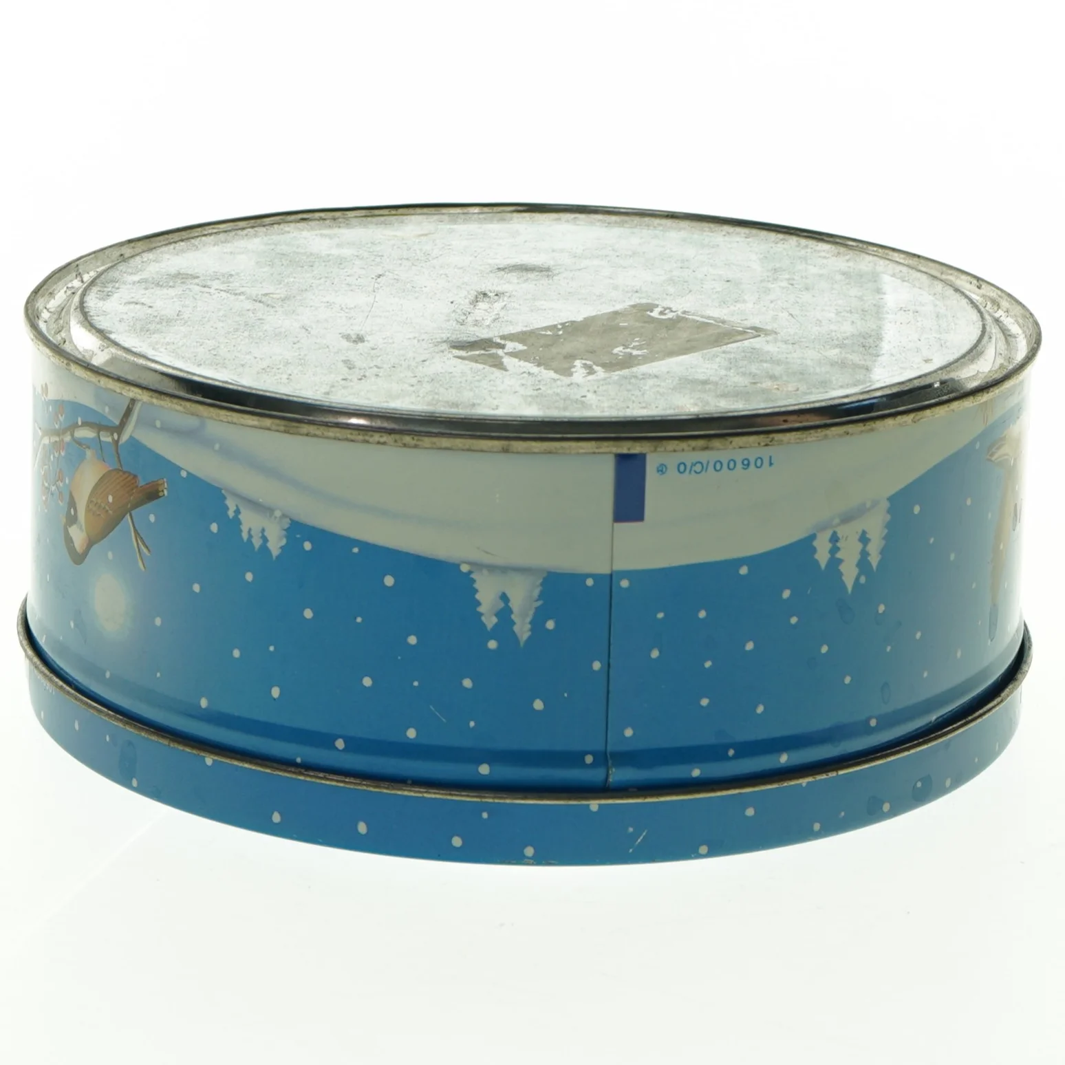 Dekorativ kagedåse med svane motiv (str. Ø 19 cm)