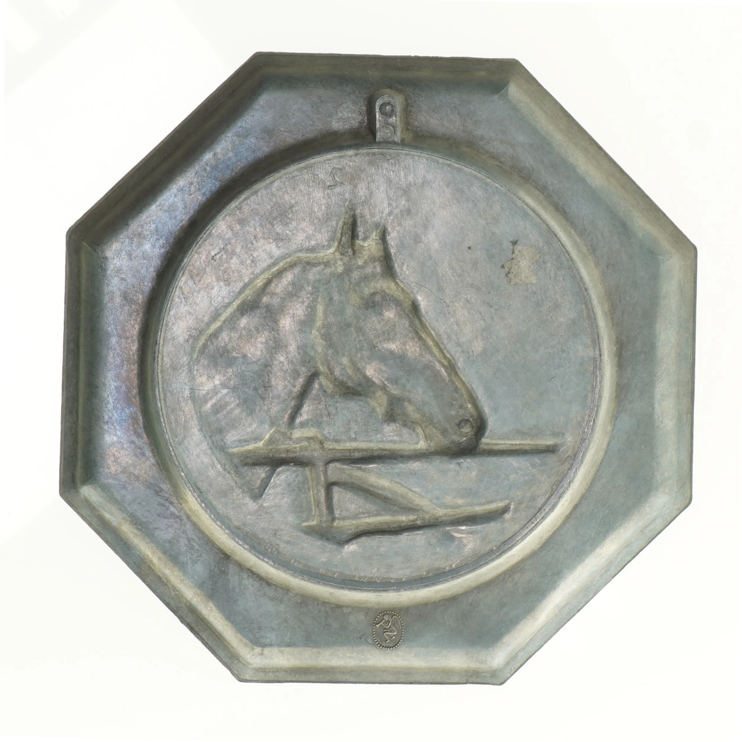 Tin Platte med heste motiv (str. 21 x 21 cm)