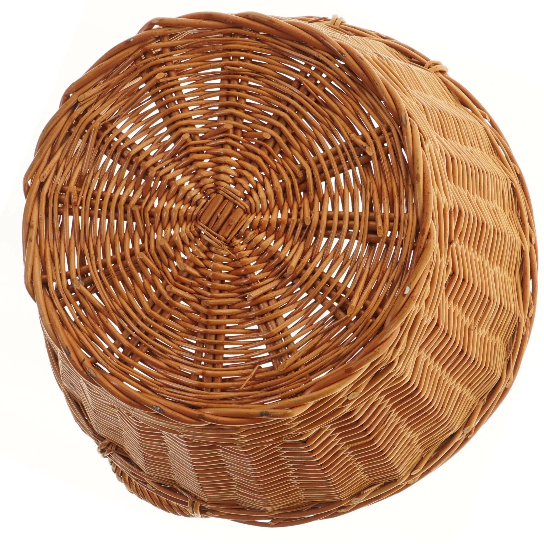 Rund flettet kurv med håndtag (str. Ø 44x24 cm)