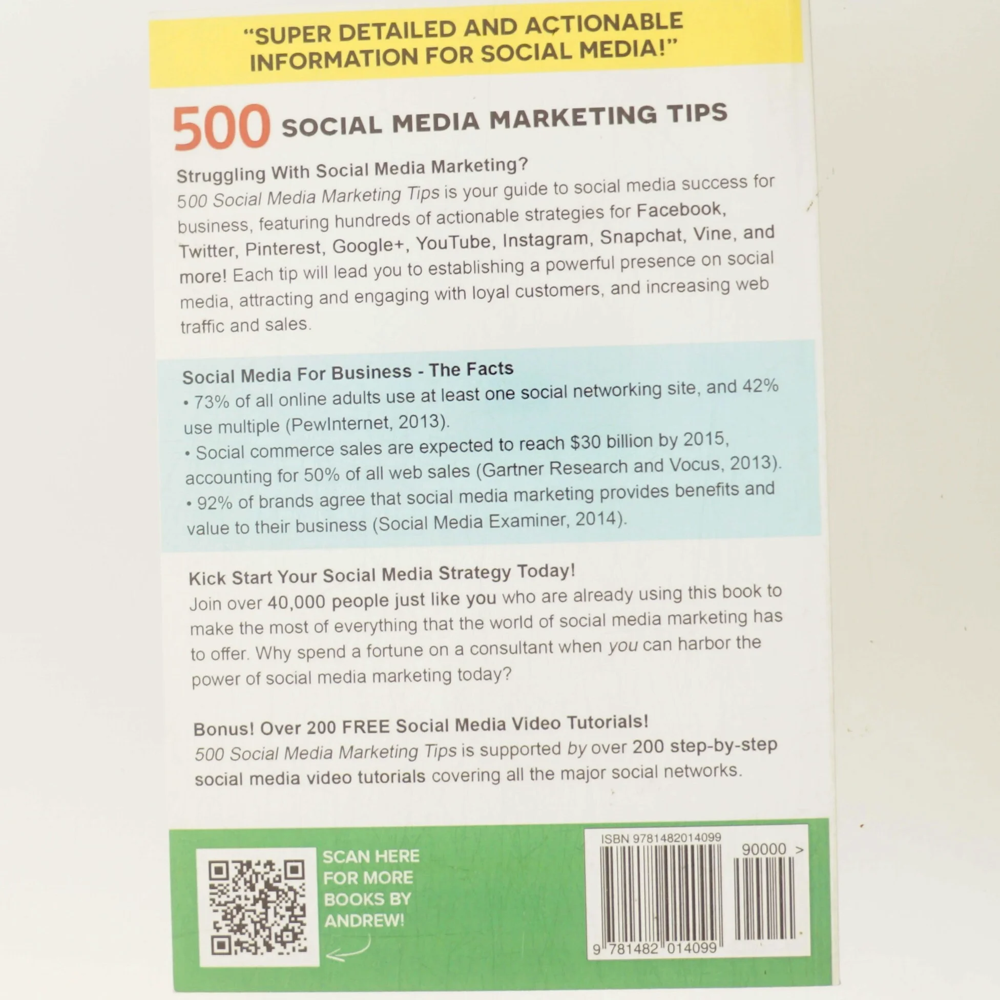 500 social media marketing tips : essential advice, hints and strategy for business : Facebook, Twitter, Pinterest, Google+, YouTube, Instagram, LinkedIn, and more! af Andrew McCarthy (Bog)