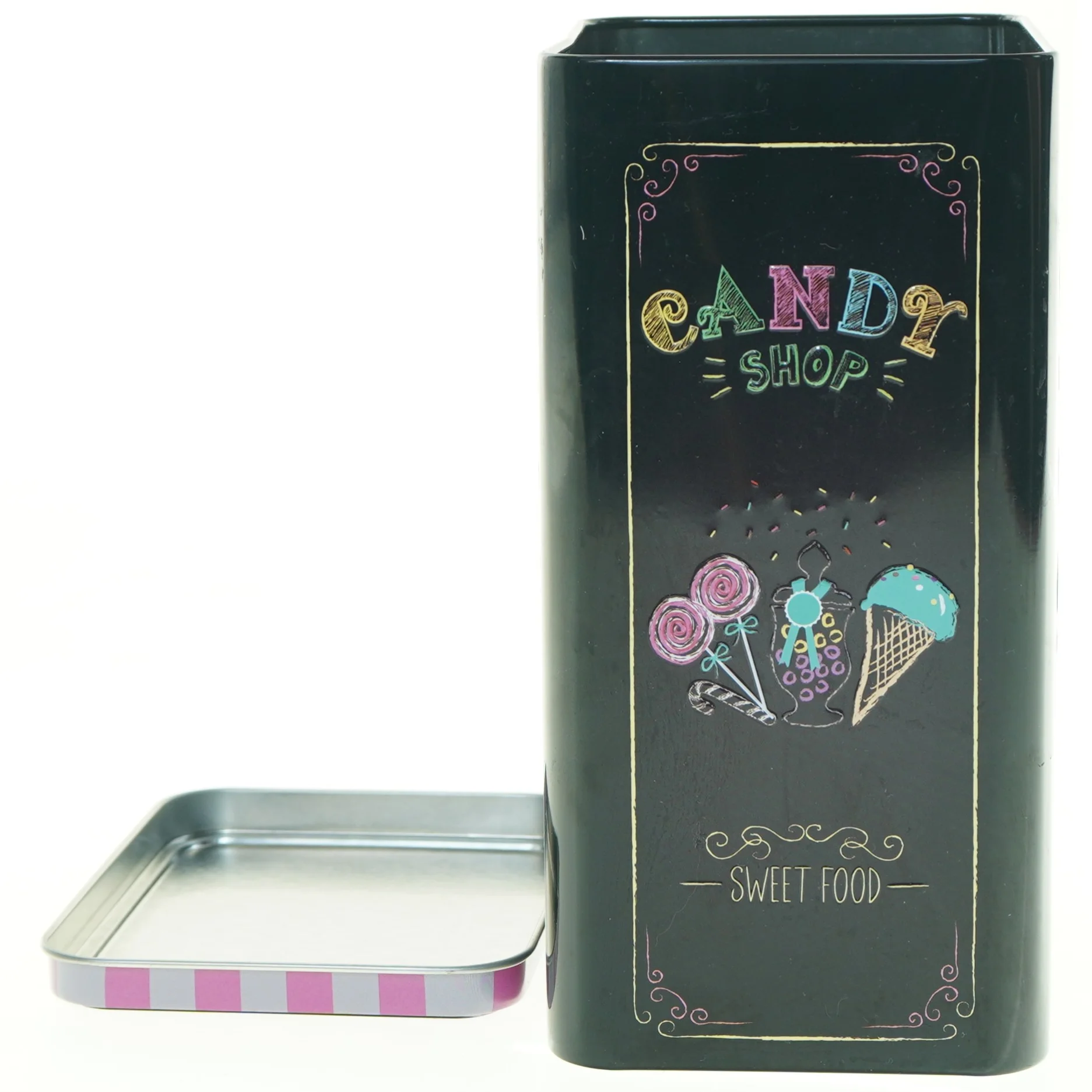 Metal dåse med Candy Shop design fra Honos (str. 20 x 10 x 13 cm)