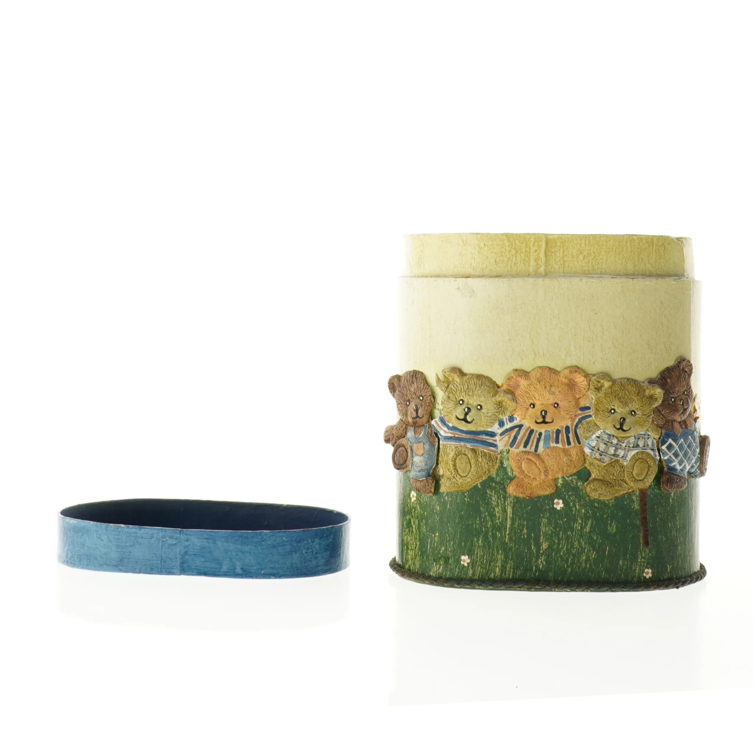 Låg Dåse med 3D relief bamse motiv (str. 16 x 11 cm)