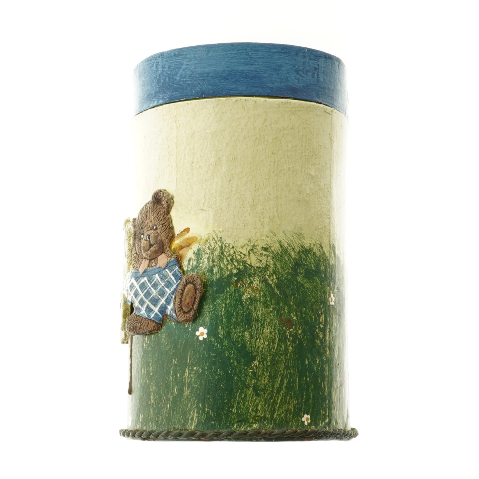 Låg Dåse med 3D relief bamse motiv (str. 16 x 11 cm)