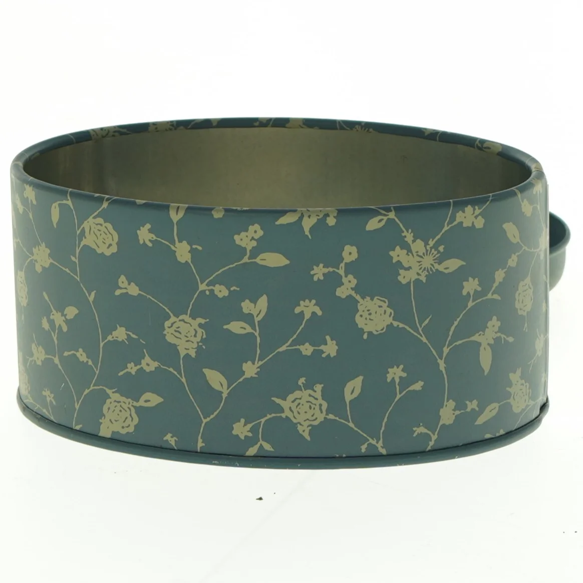 Rund kagedåse med blomstermotiv fra Ssödahl (str. 14 x 10 x 7 cm)