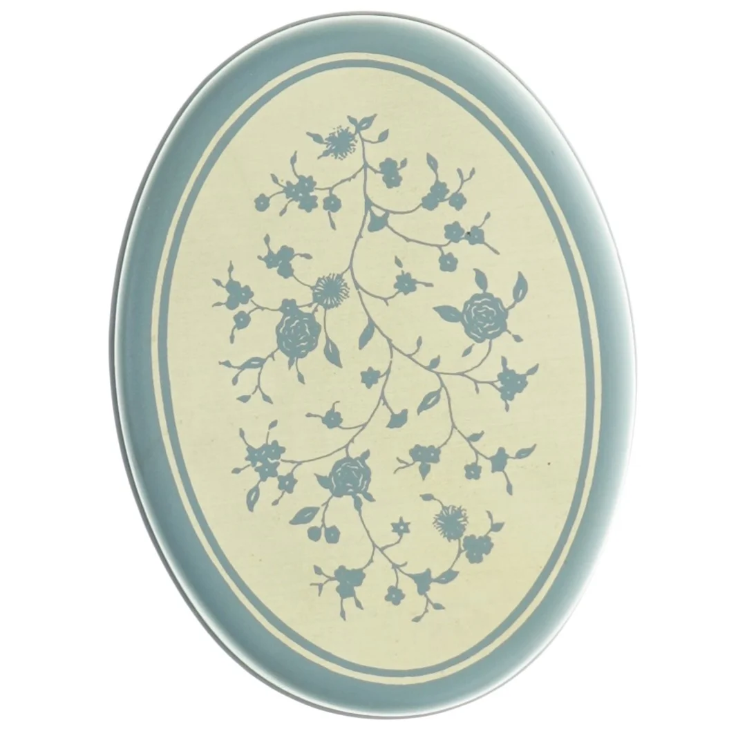 Rund kagedåse med blomstermotiv fra Ssödahl (str. 14 x 10 x 7 cm)