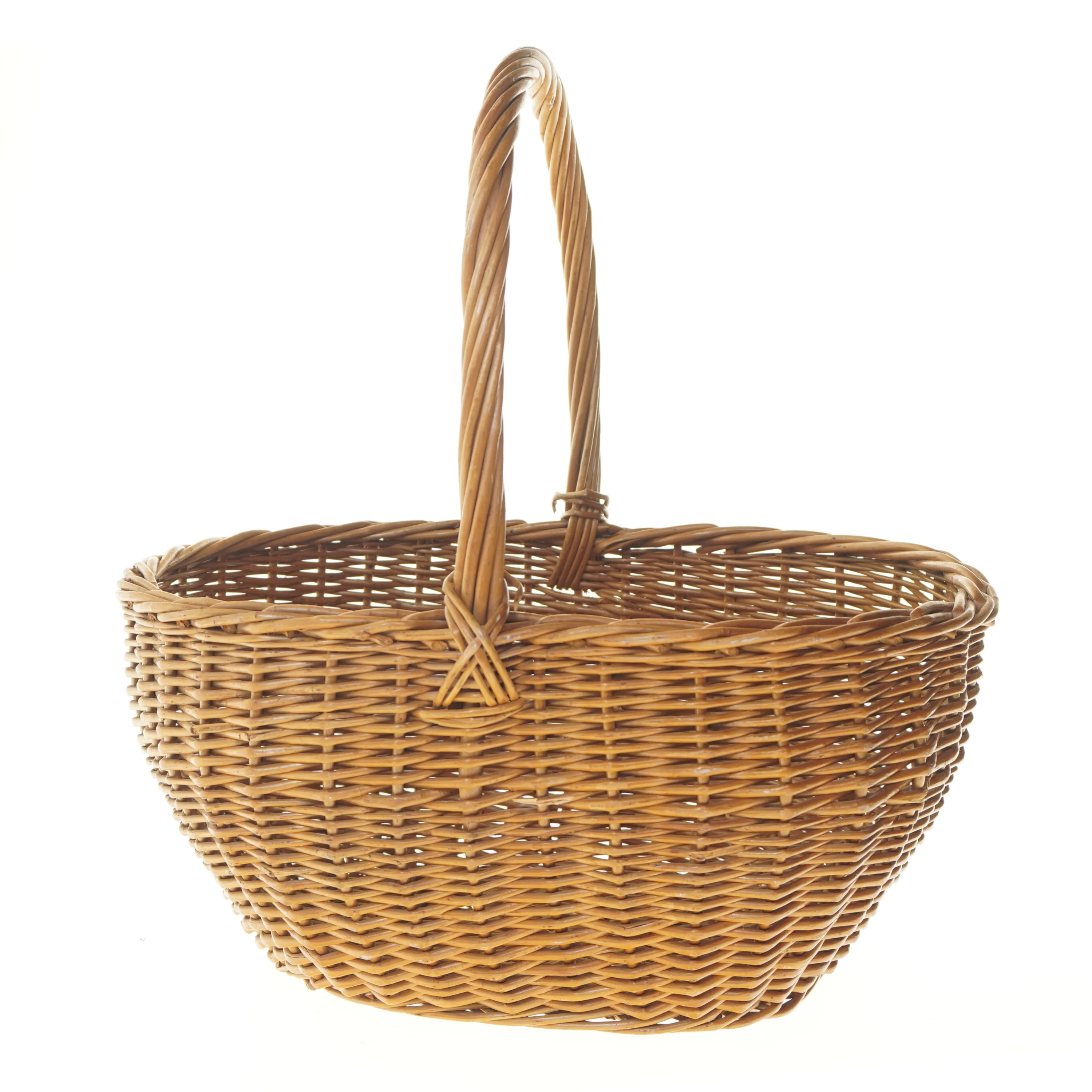 Flettet kurv med hank (str. 42x46 cm)