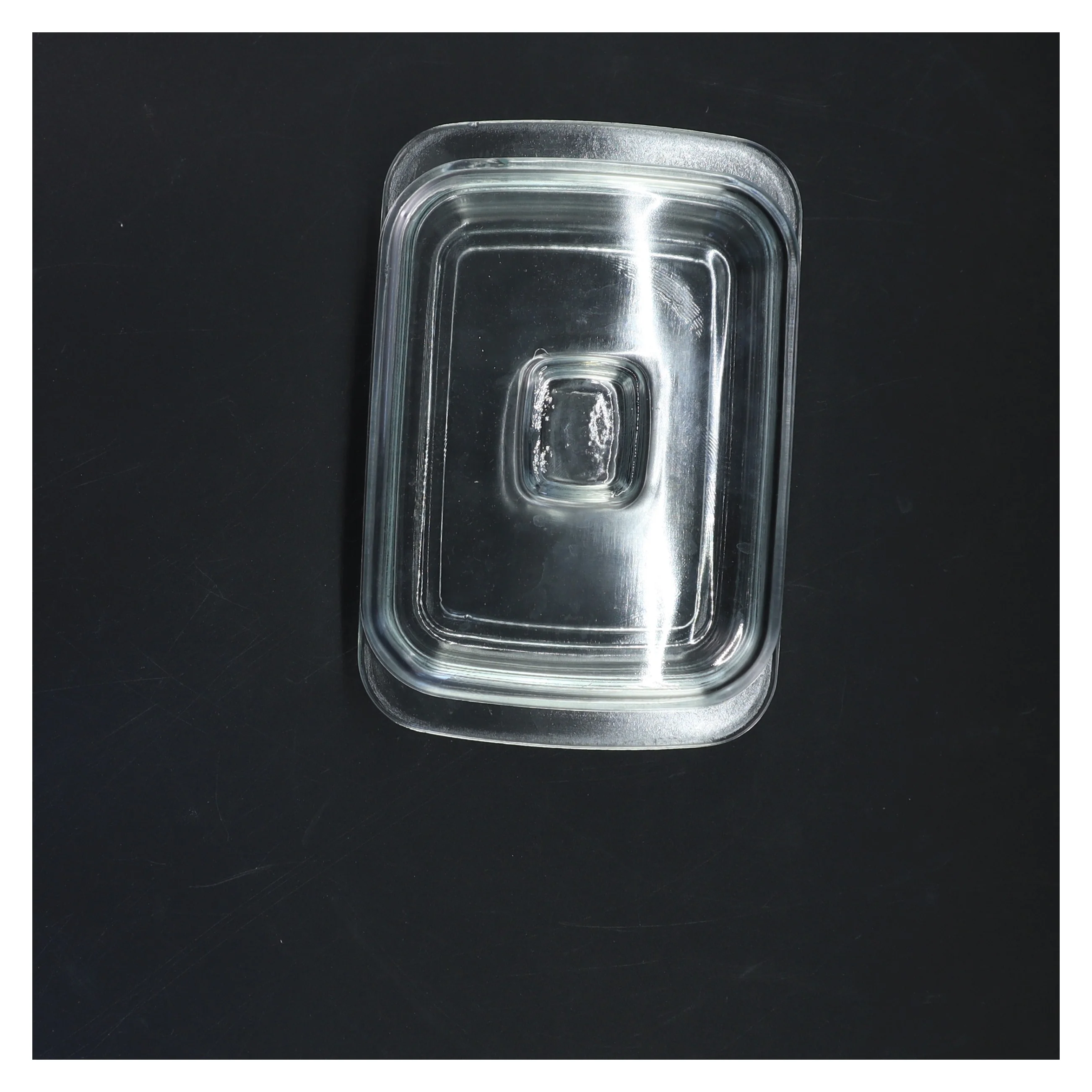 Glas smørfad med låg (str. 16x10 cm)