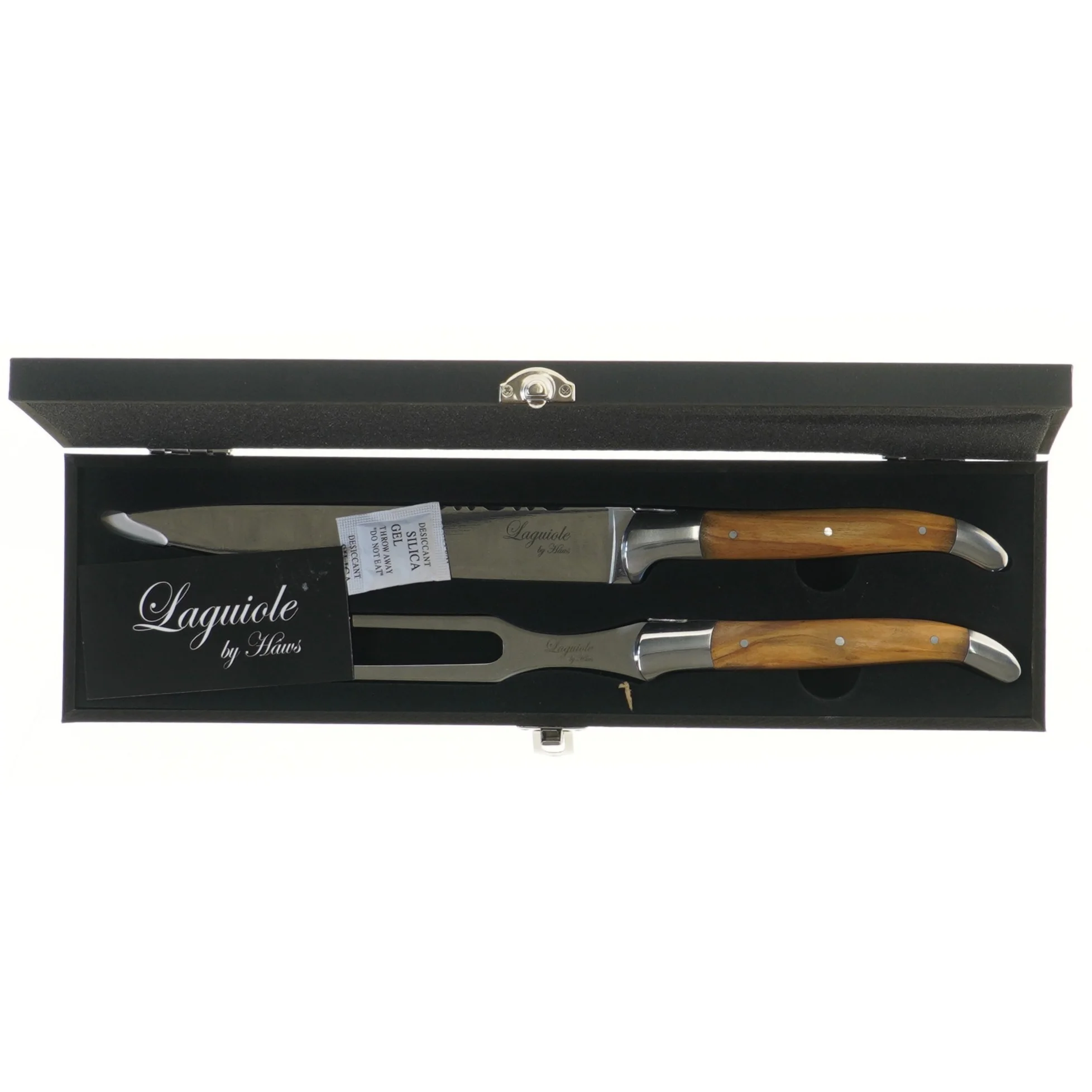 Laguiole trancherset med kniv og gaffel fra Laguiole (str. 33 cm)